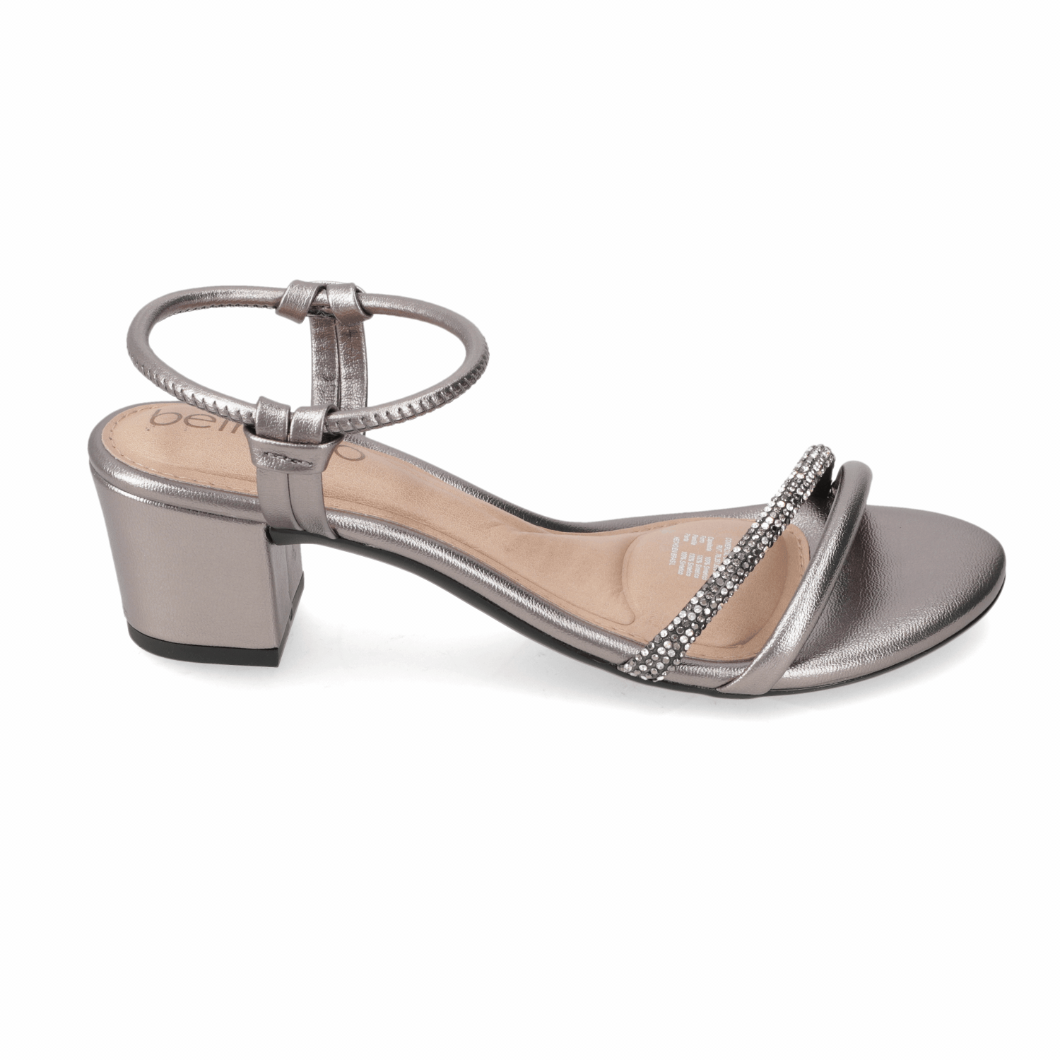 Sandalia Taco Ancho Medio Grafito Beira Rio Ecocuero Metalizado 35 / Grafito