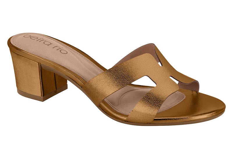Sandalia Mujer Taco Medio Mule Tira H Bronce Beira Rio