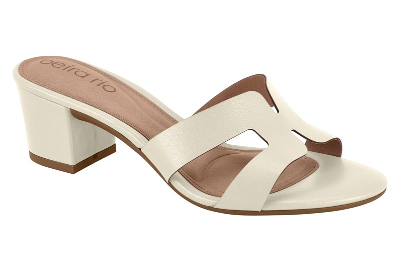 Sandalia Mujer Taco Medio Mule Tira H Blanca Off Beira Rio