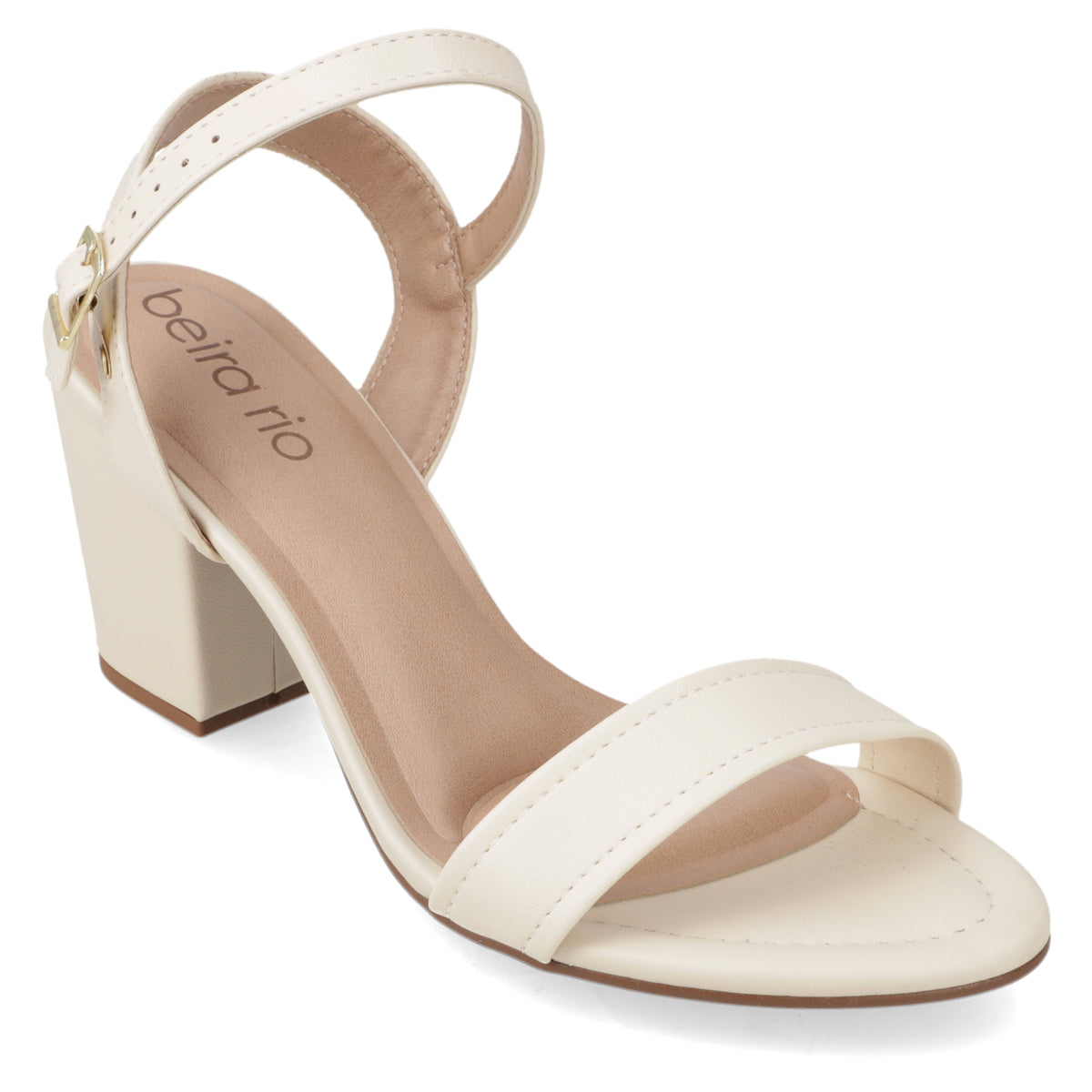 Sandalia Taco Ancho Medio Crema Beira Rio Ecocuero 34 / Crema