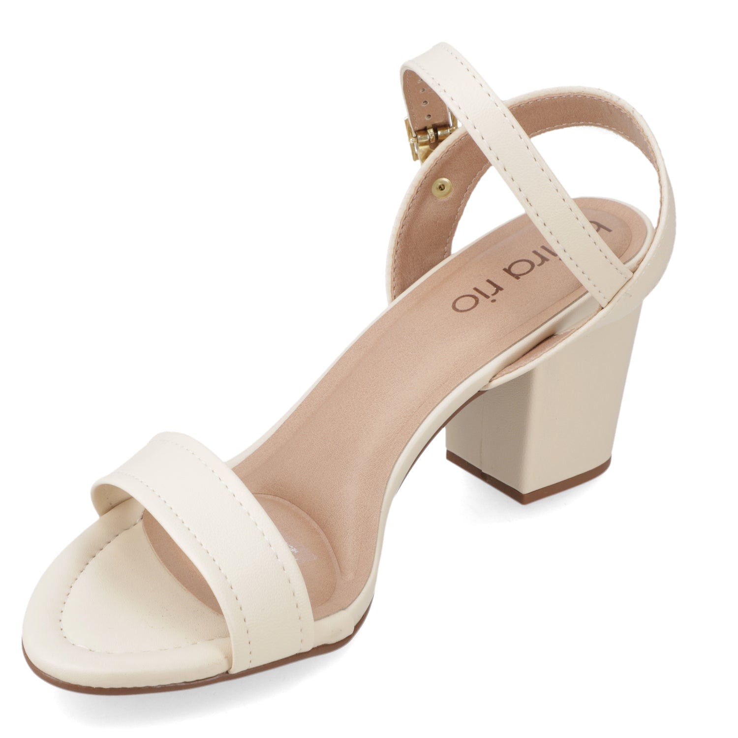 Sandalia Taco Ancho Medio Crema Beira Rio Ecocuero 34 / Crema