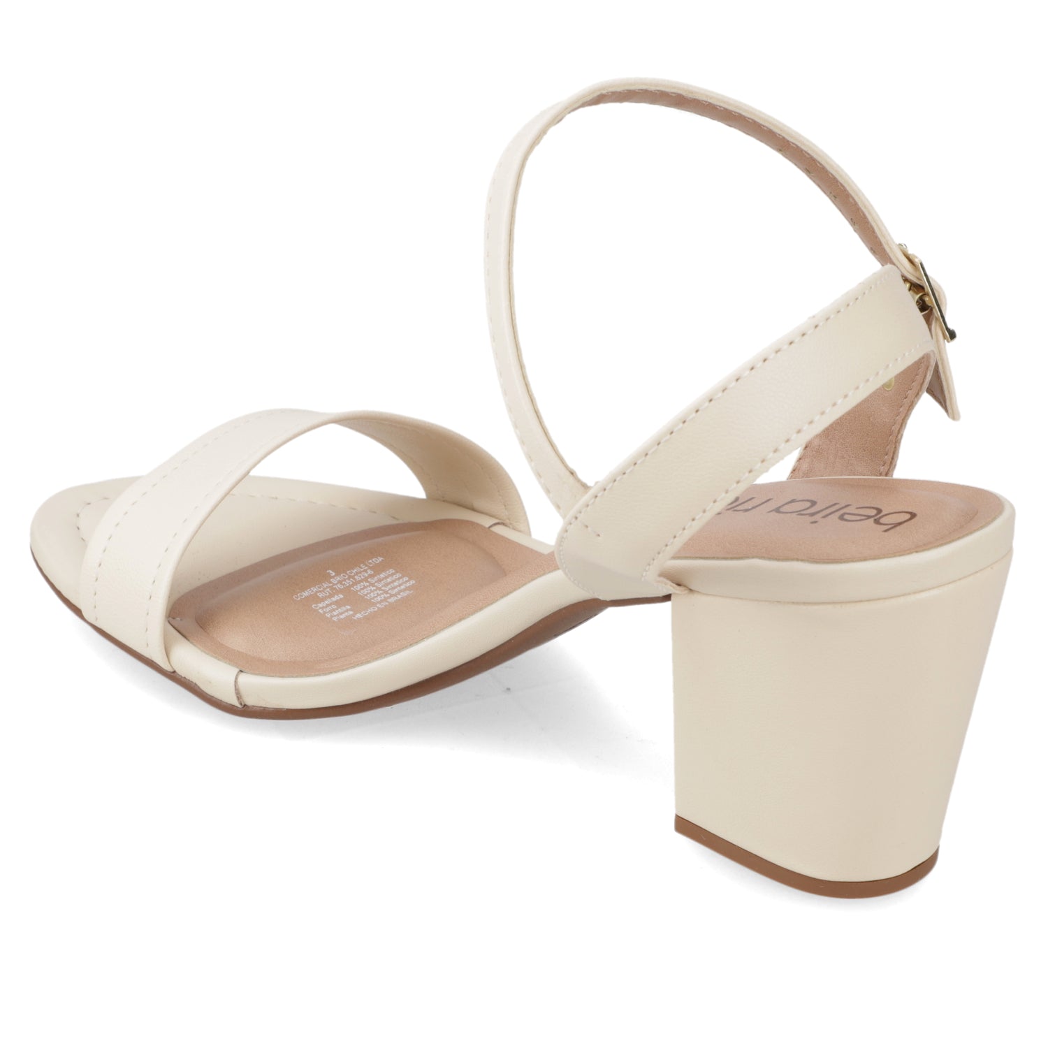 Sandalia Taco Ancho Medio Crema Beira Rio Ecocuero 34 / Crema