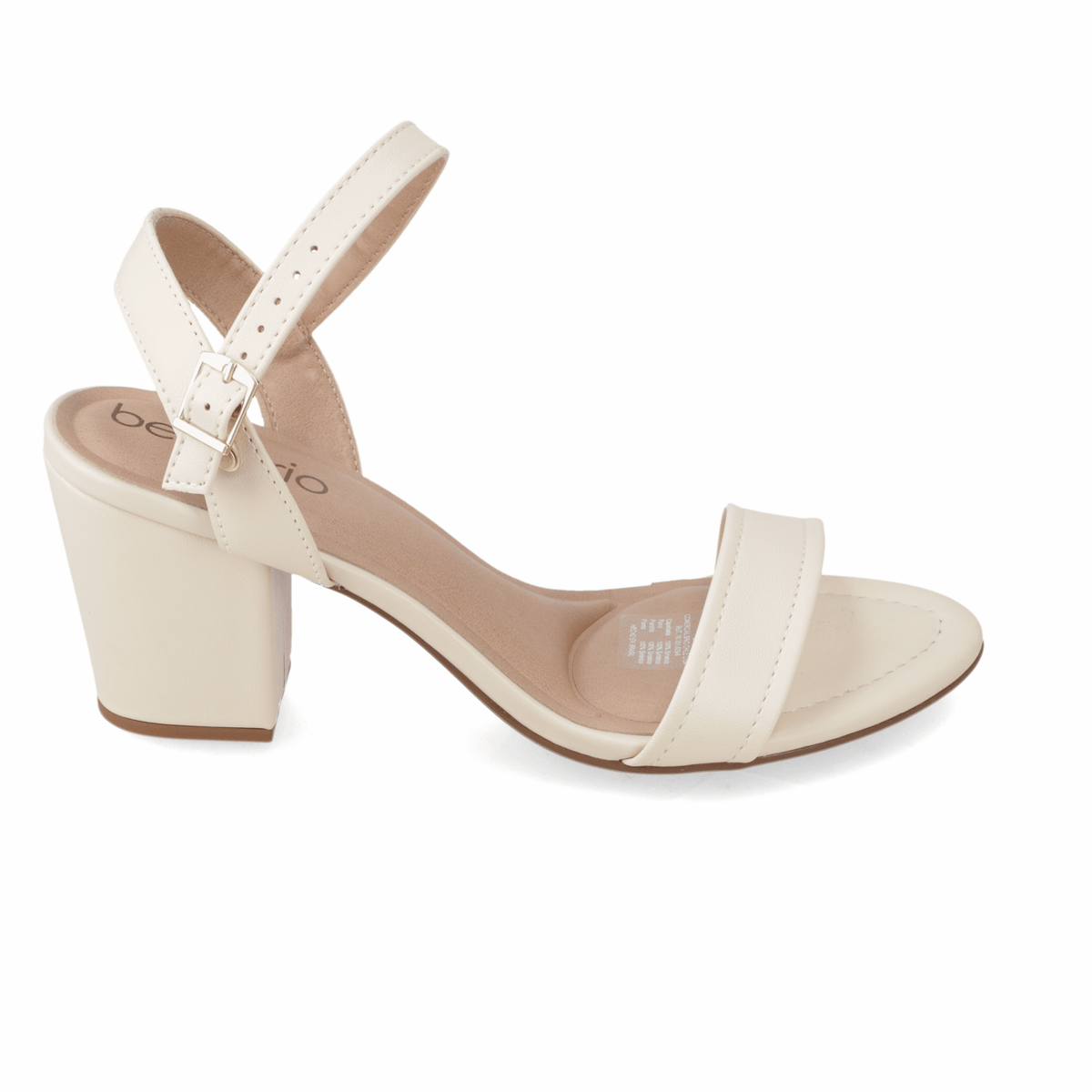 Sandalia Taco Ancho Medio Crema Beira Rio Ecocuero 34 / Crema