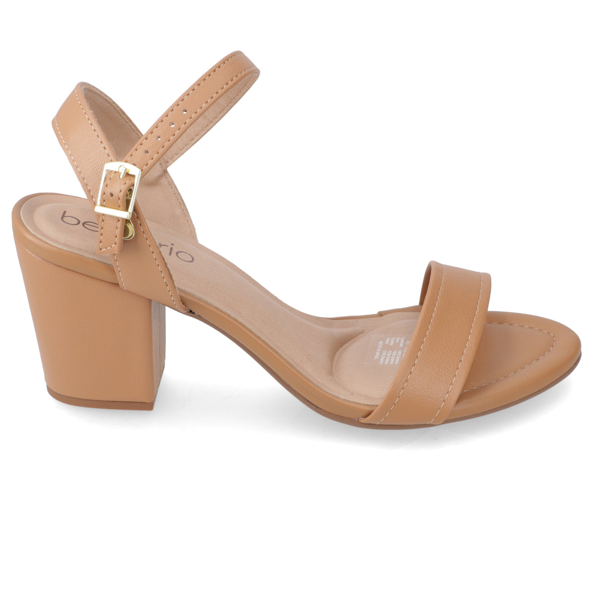 Sandalia Taco Ancho Medio Camel Beira Rio Ecocuero 34 / Camel