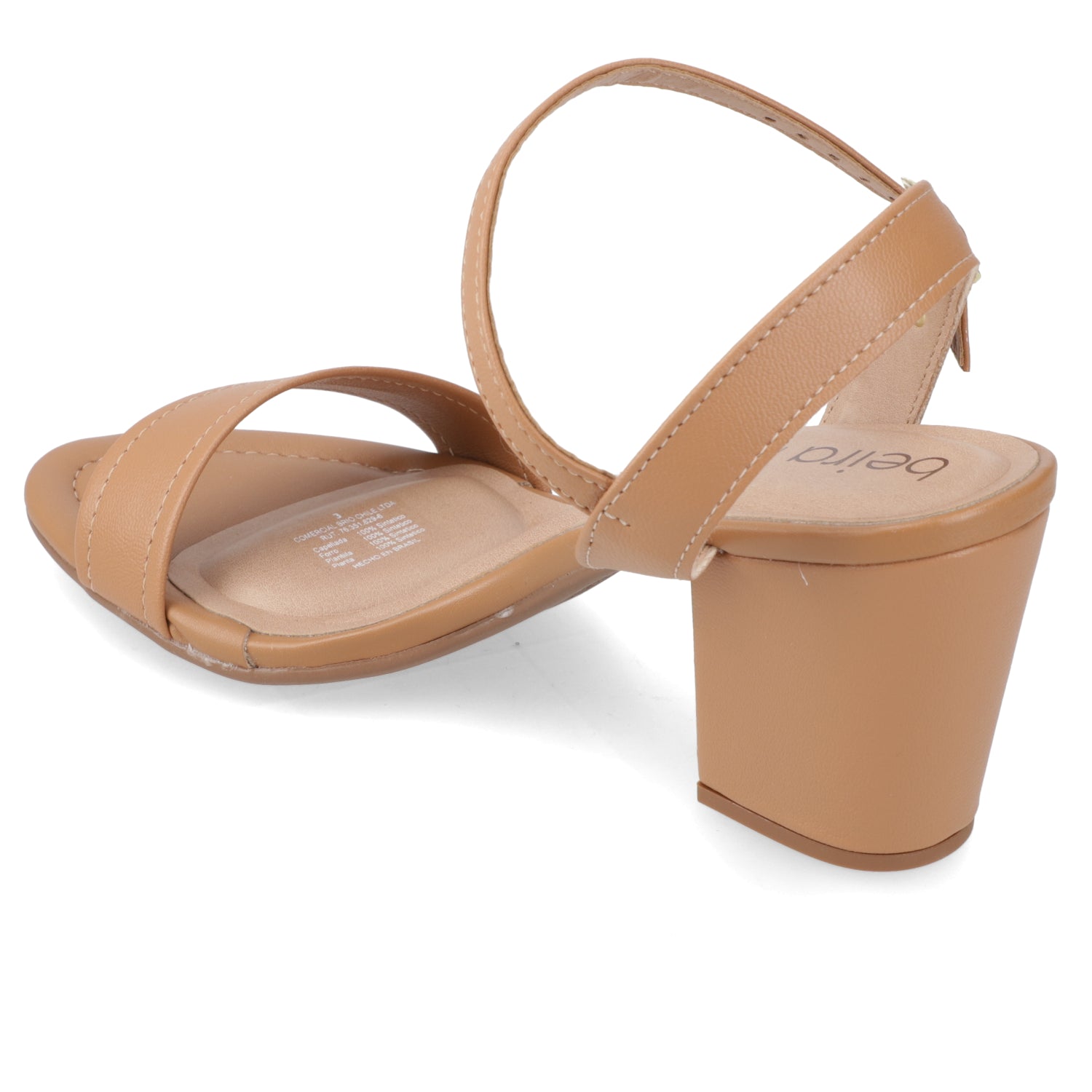 Sandalia Taco Ancho Medio Camel Beira Rio Ecocuero 34 / Camel