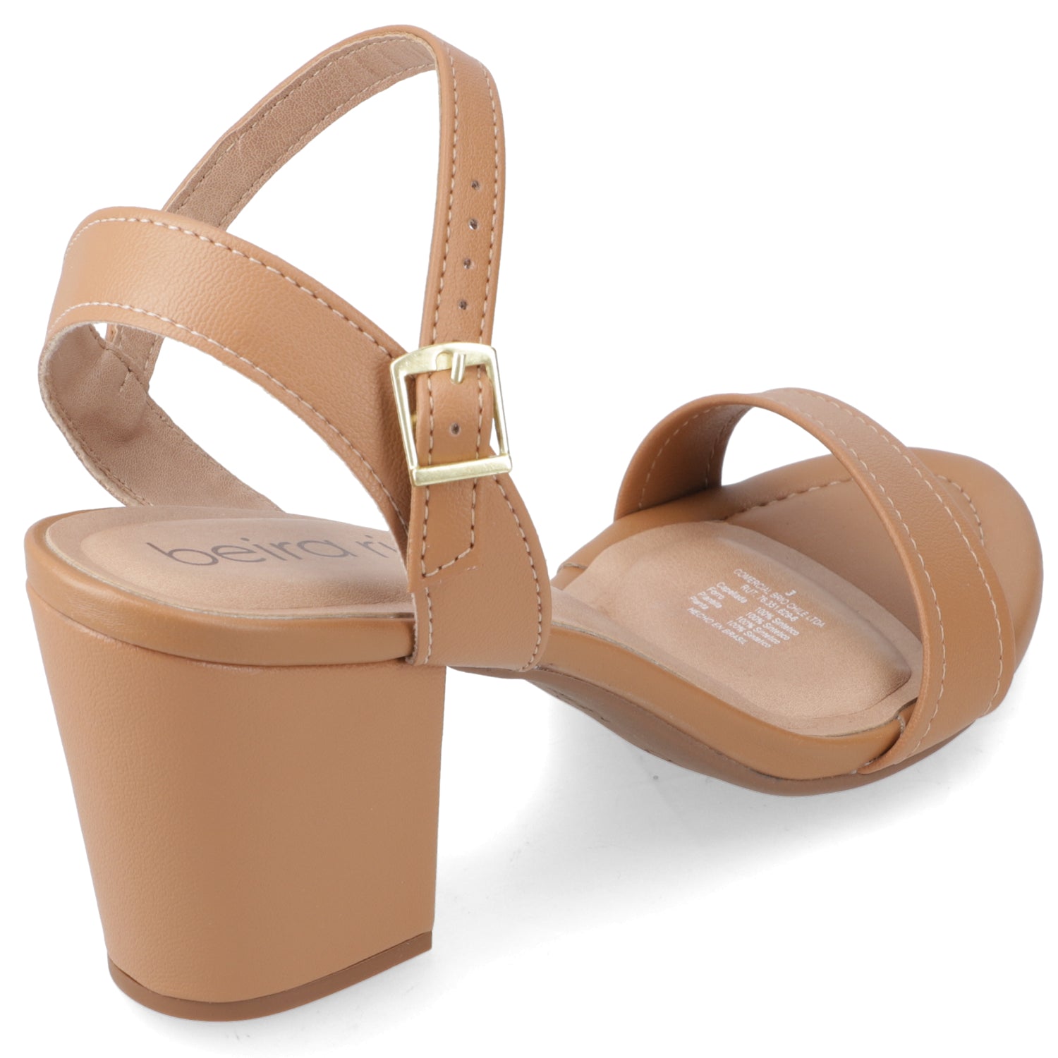 Sandalia Taco Ancho Medio Camel Beira Rio Ecocuero 34 / Camel