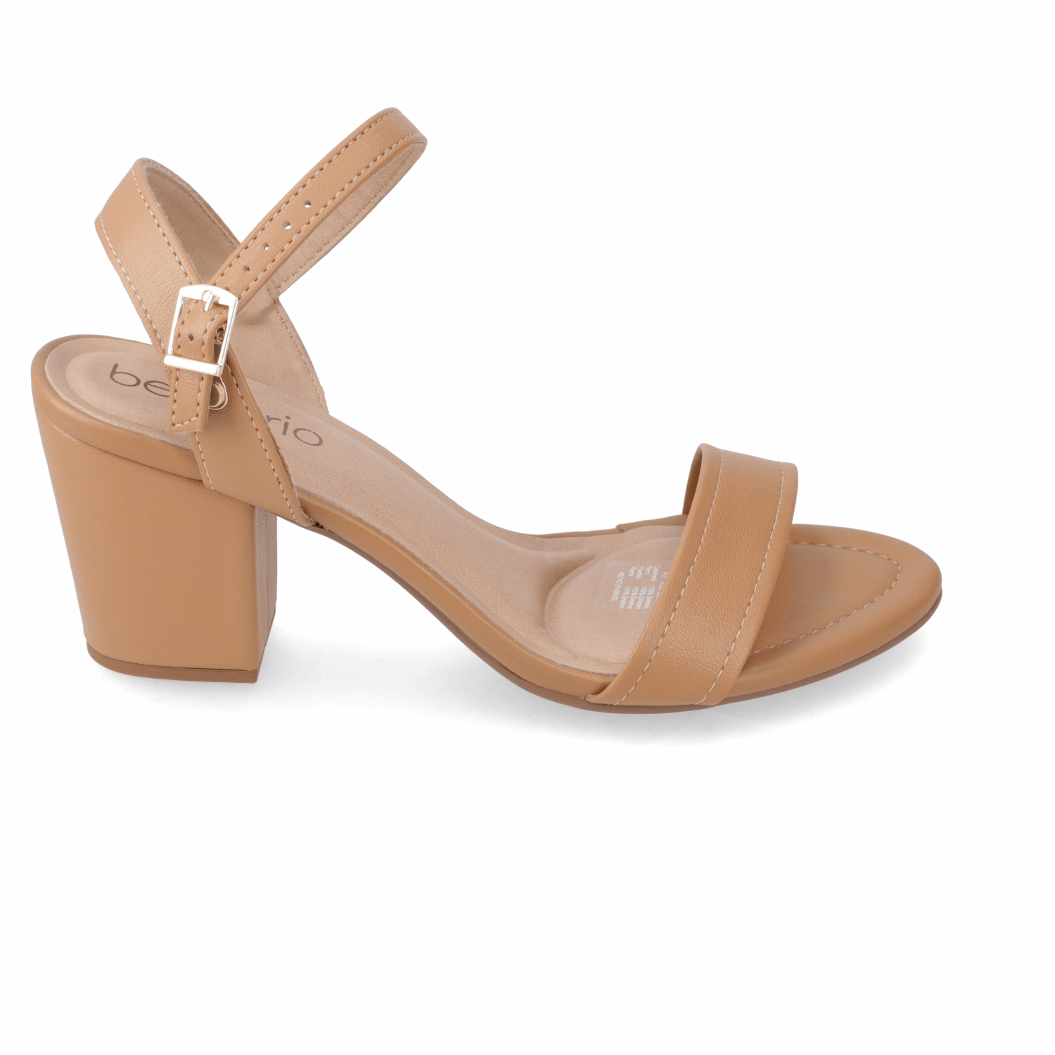 Sandalia Taco Ancho Medio Camel Beira Rio Ecocuero 34 / Camel