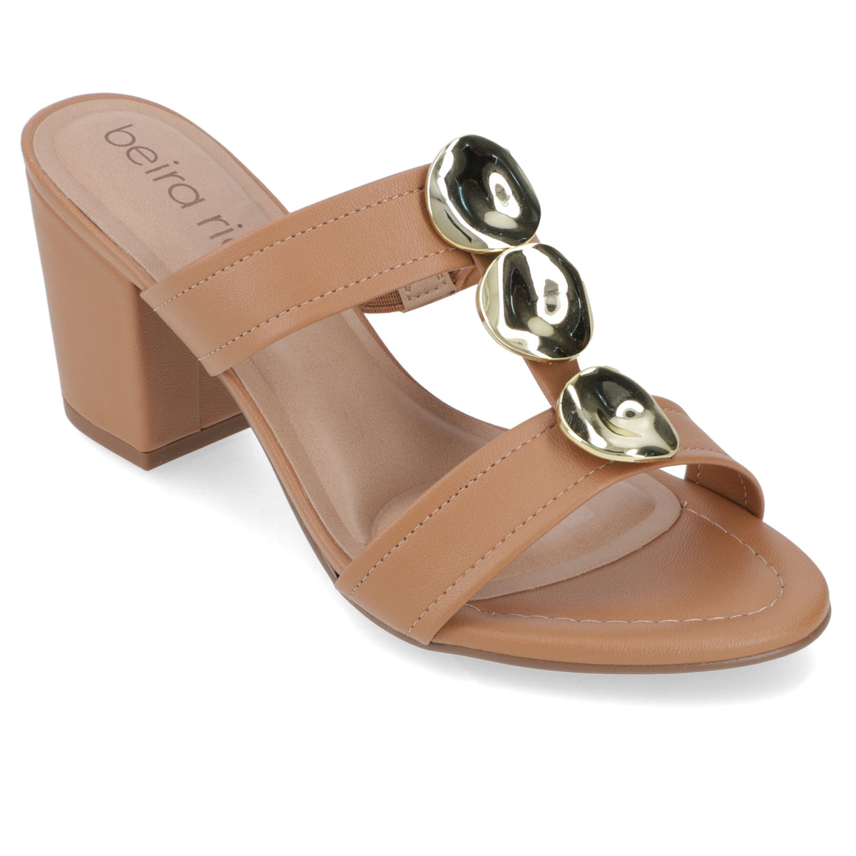 Sandalia Taco Ancho Medio Camel Beira Rio 34 / Camel