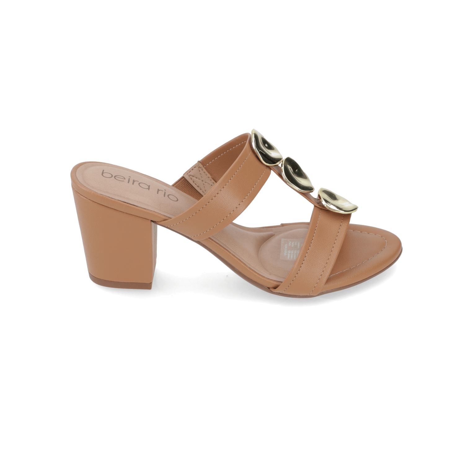 Sandalia Taco Ancho Medio Camel Beira Rio 34 / Camel