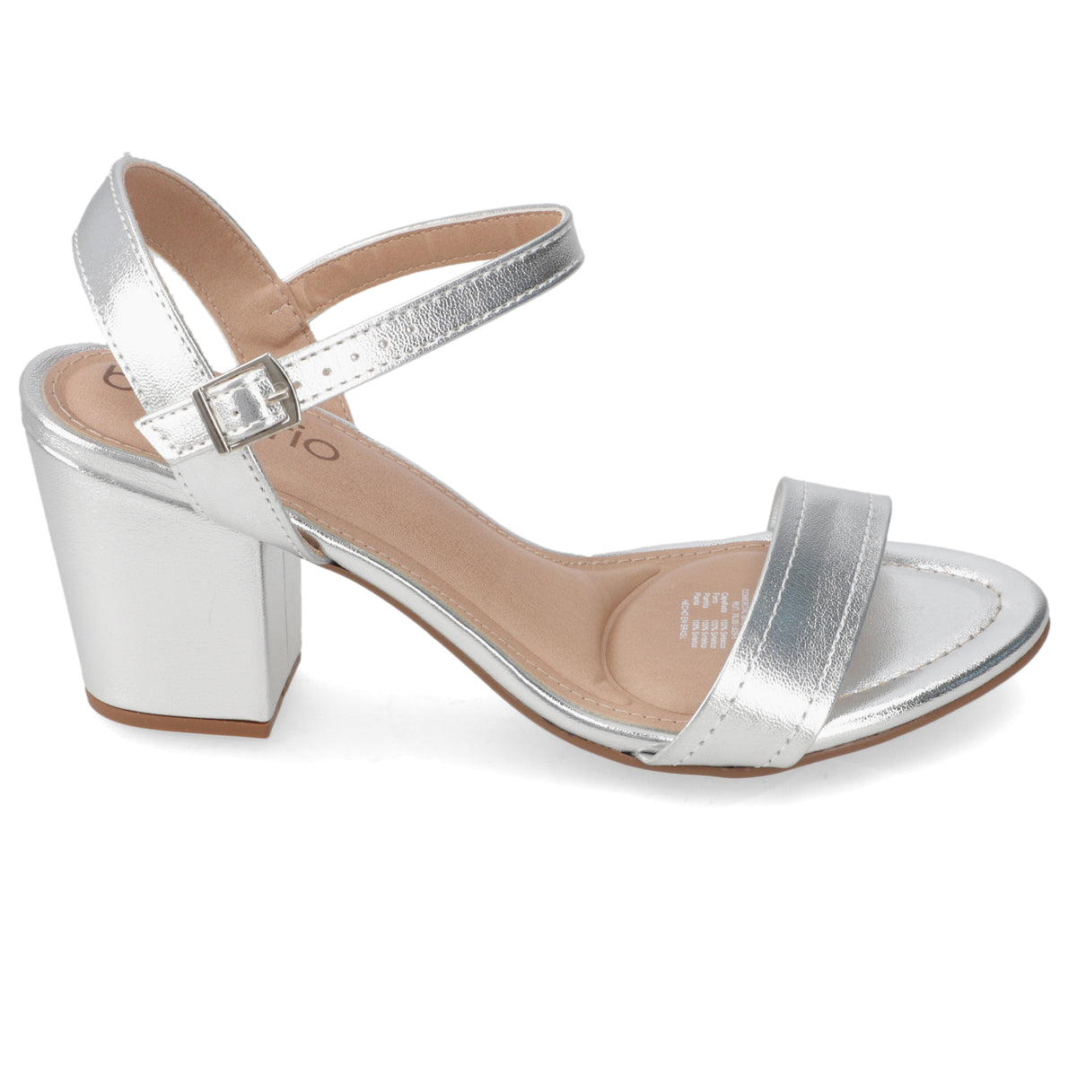 Sandalia Taco Ancho Medio Plateado Beira Rio Ecocuero Metalizado 34 / Plateado