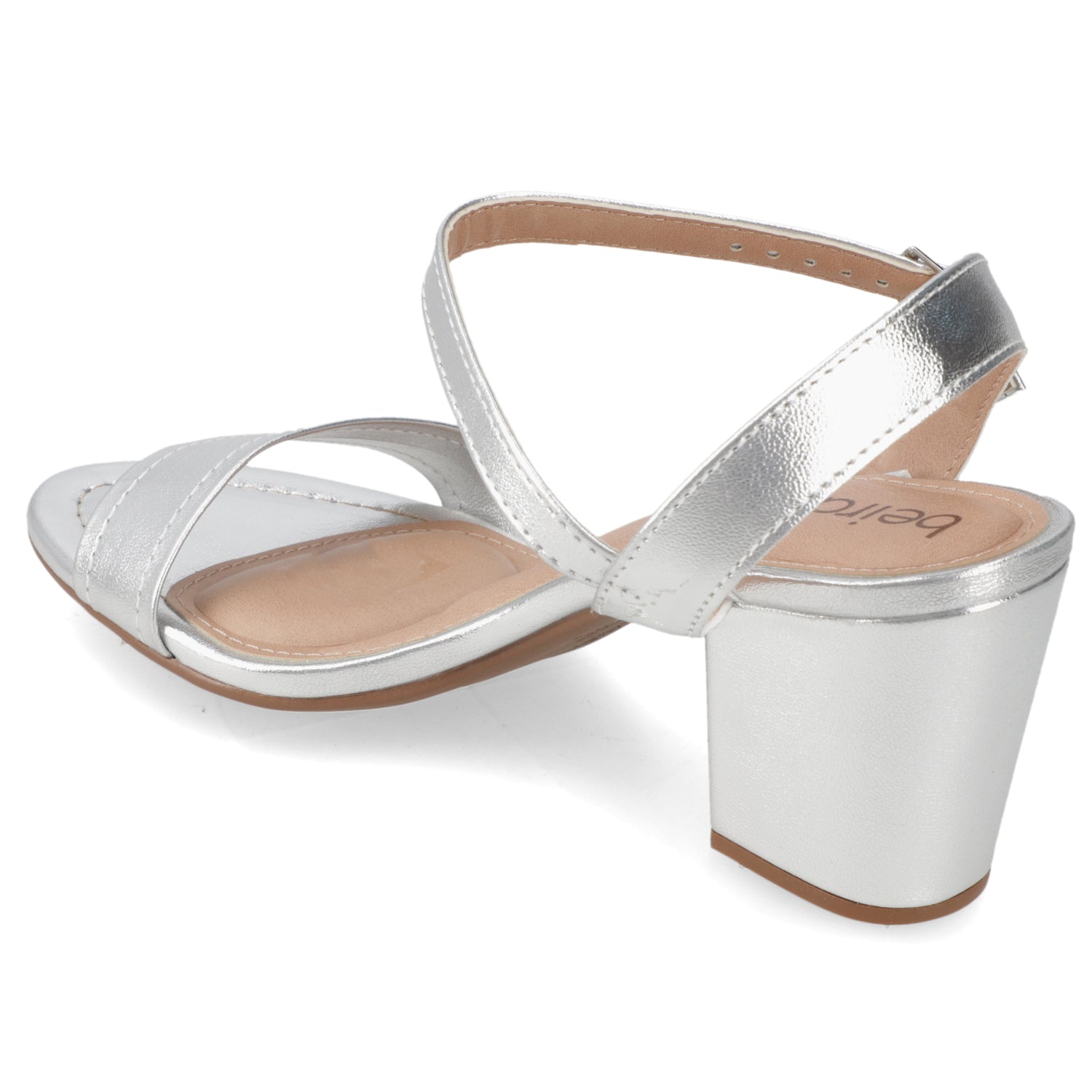 Sandalia Taco Ancho Medio Plateado Beira Rio Ecocuero Metalizado 34 / Plateado