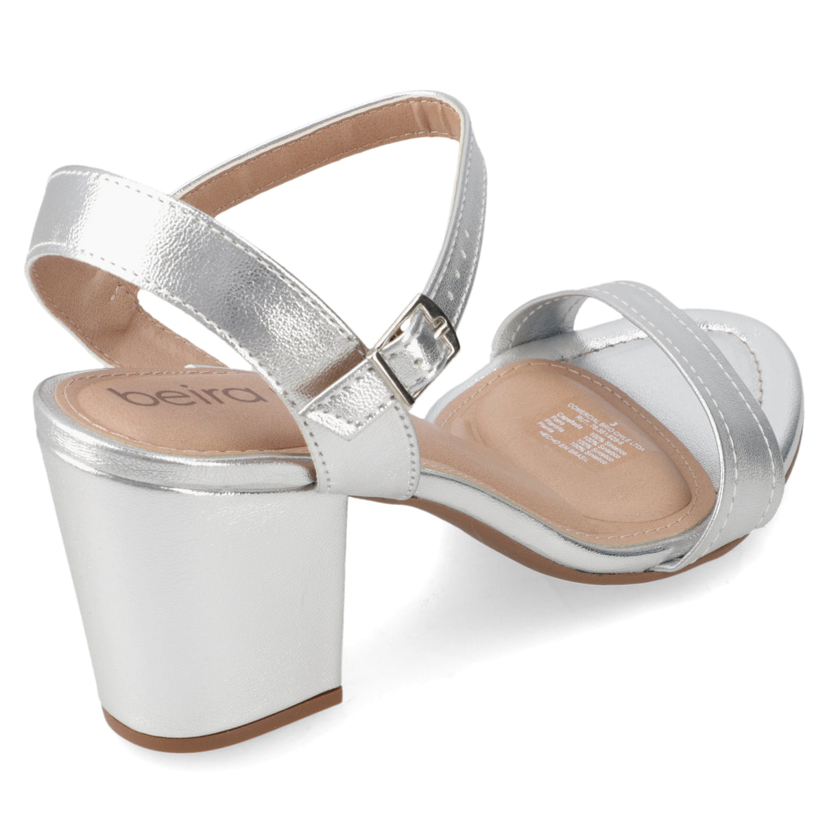 Sandalia Taco Ancho Medio Plateado Beira Rio Ecocuero Metalizado 34 / Plateado