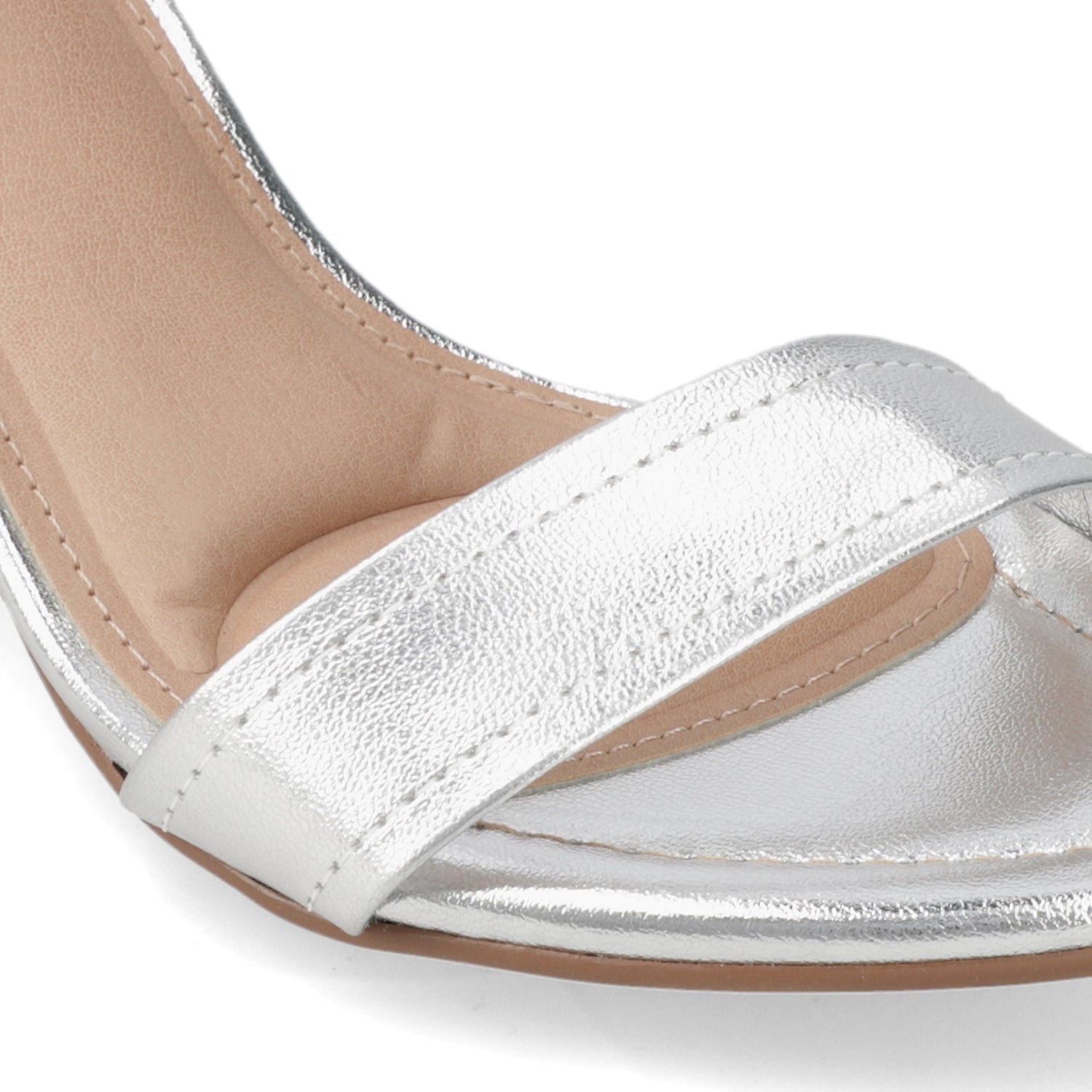 Sandalia Taco Ancho Medio Plateado Beira Rio Ecocuero Metalizado 34 / Plateado