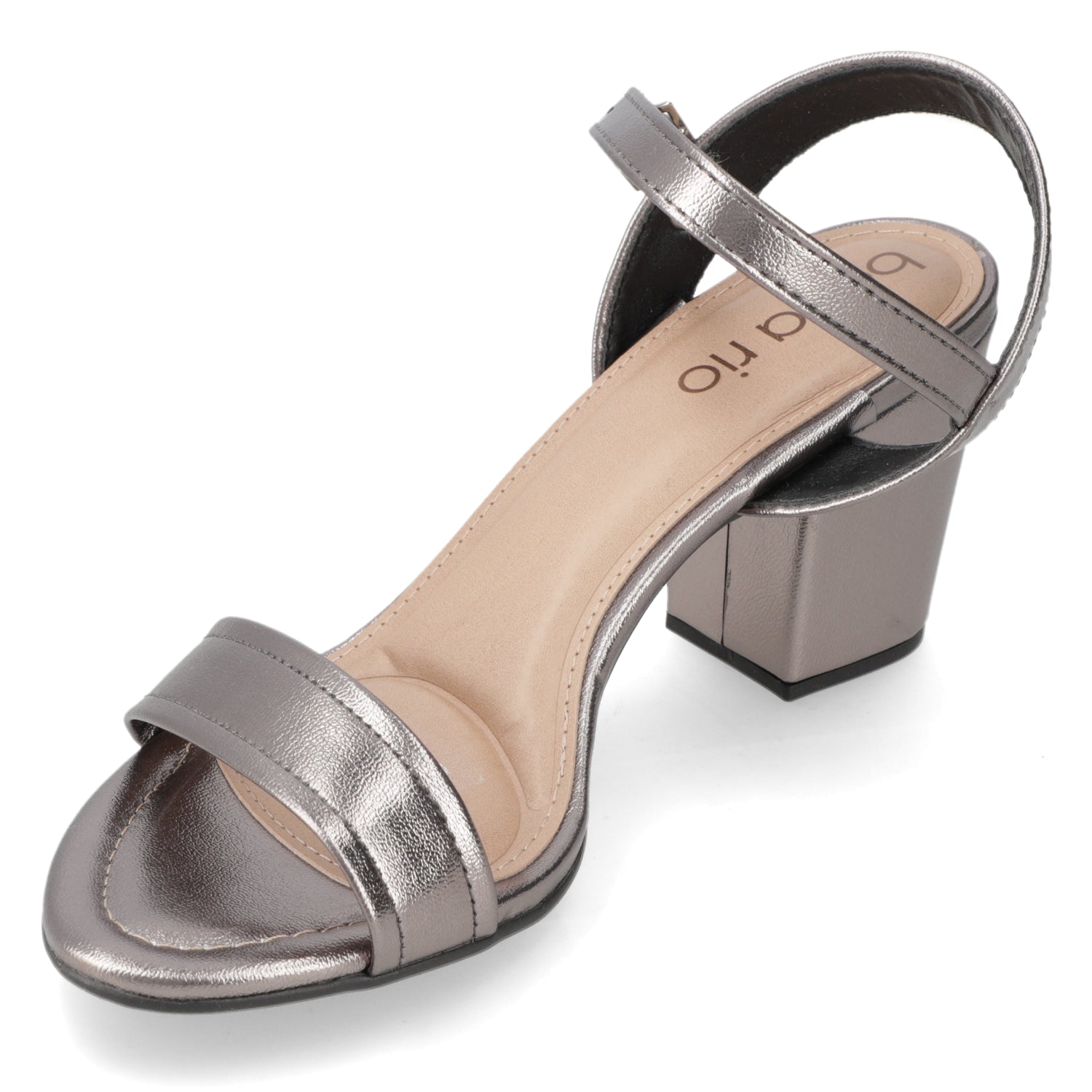 Sandalia Taco Ancho Medio Grafito Beira Rio Ecocuero Metalizado 34 / Grafito