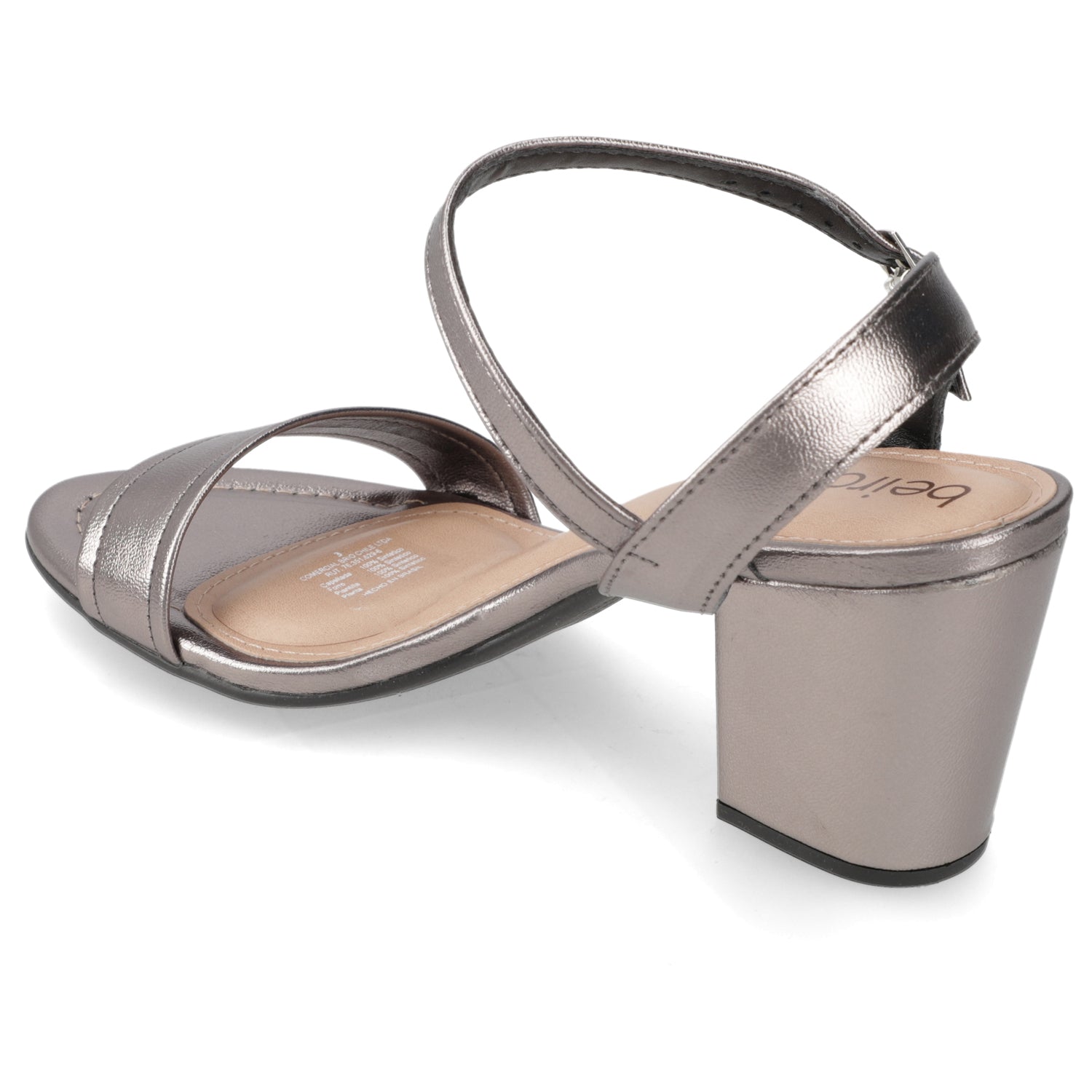 Sandalia Taco Ancho Medio Grafito Beira Rio Ecocuero Metalizado 34 / Grafito