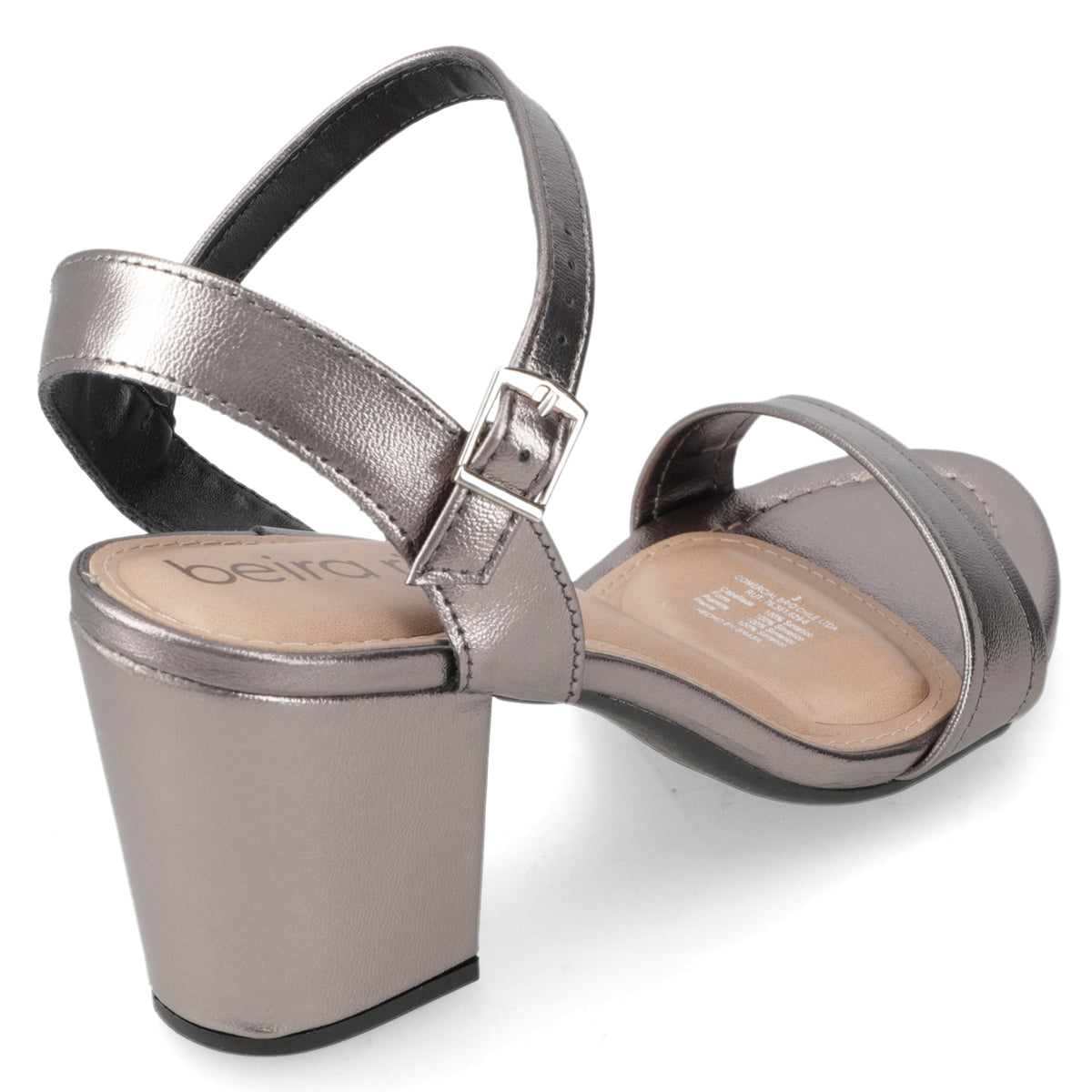 Sandalia Taco Ancho Medio Grafito Beira Rio Ecocuero Metalizado 34 / Grafito