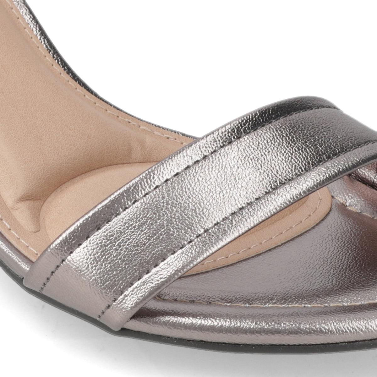 Sandalia Taco Ancho Medio Grafito Beira Rio Ecocuero Metalizado 34 / Grafito