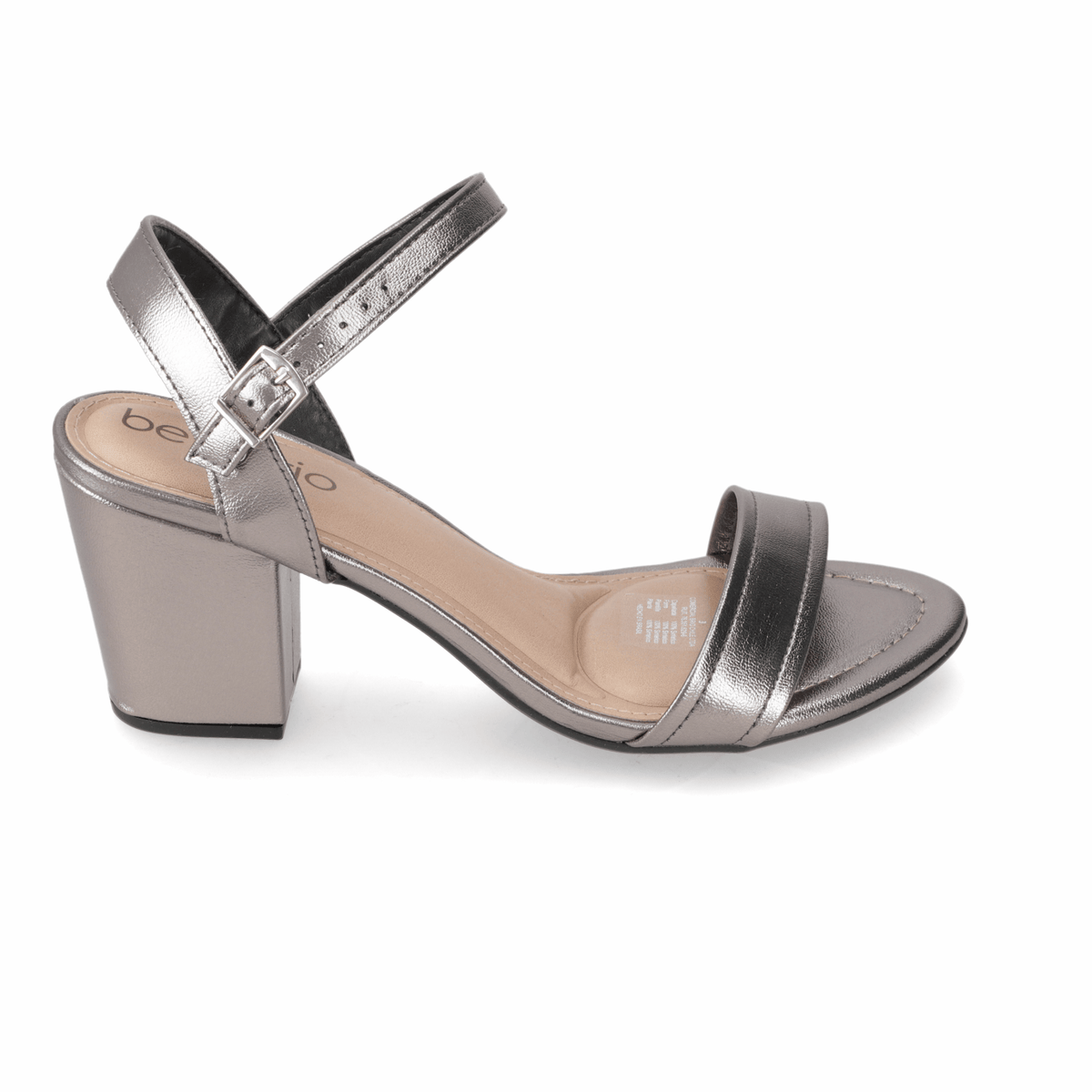 Sandalia Taco Ancho Medio Grafito Beira Rio Ecocuero Metalizado 34 / Grafito