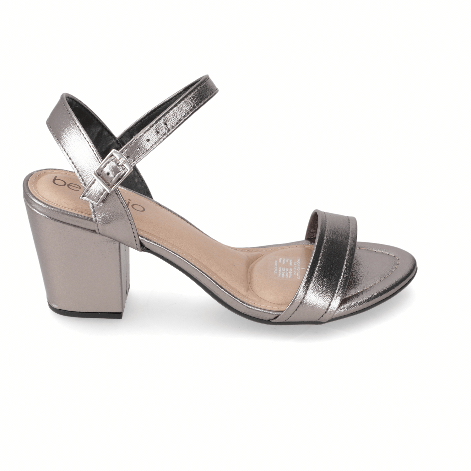 Sandalia Taco Ancho Medio Grafito Beira Rio Ecocuero Metalizado 34 / Grafito