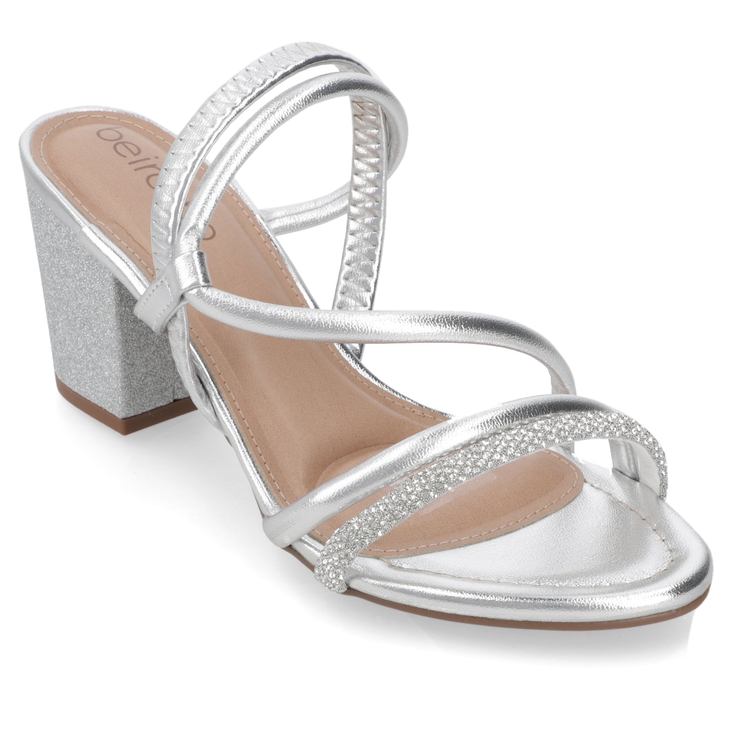 Sandalia Taco Ancho Medio Plateado Beira Rio 34 / Plateado