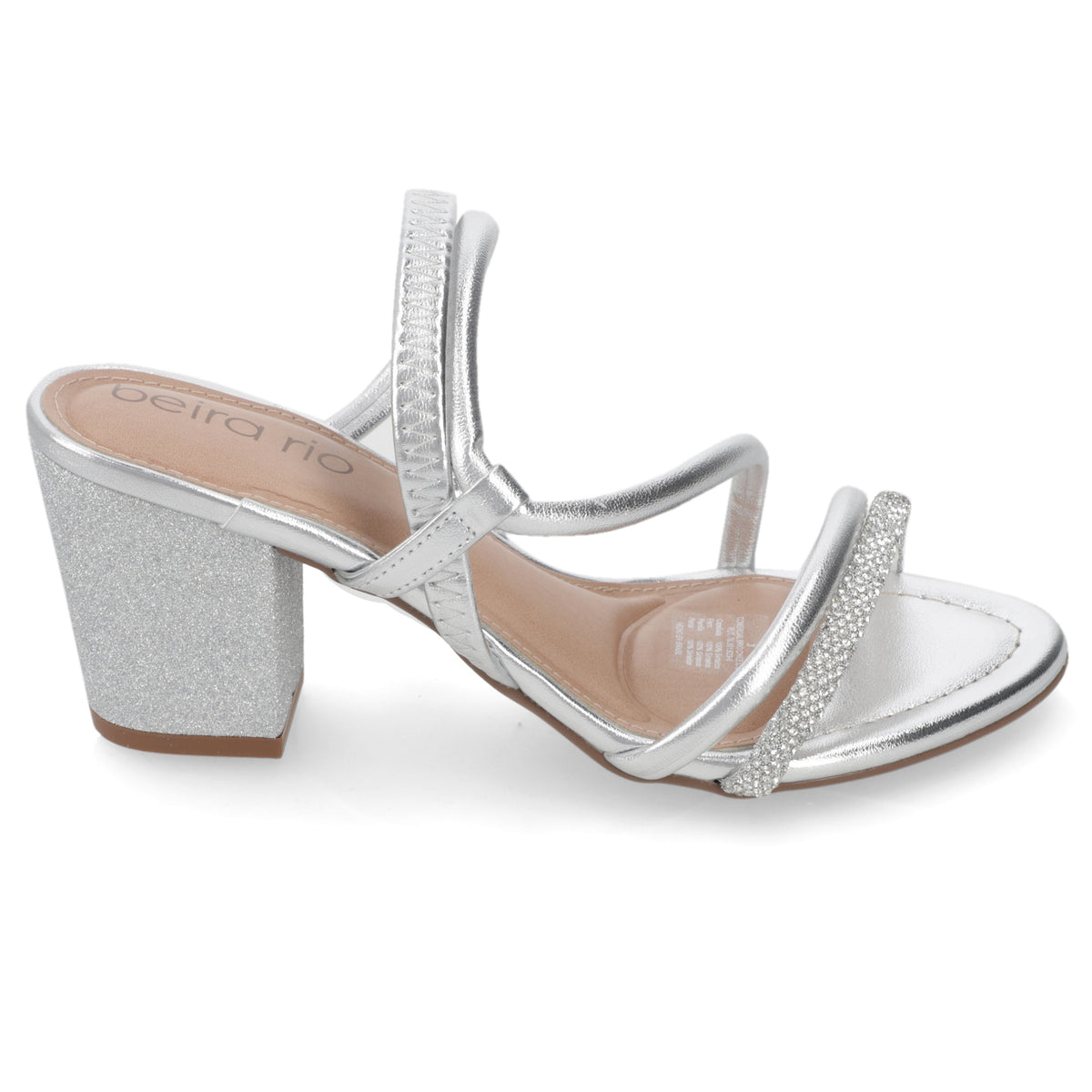 Sandalia Taco Ancho Medio Plateado Beira Rio 34 / Plateado