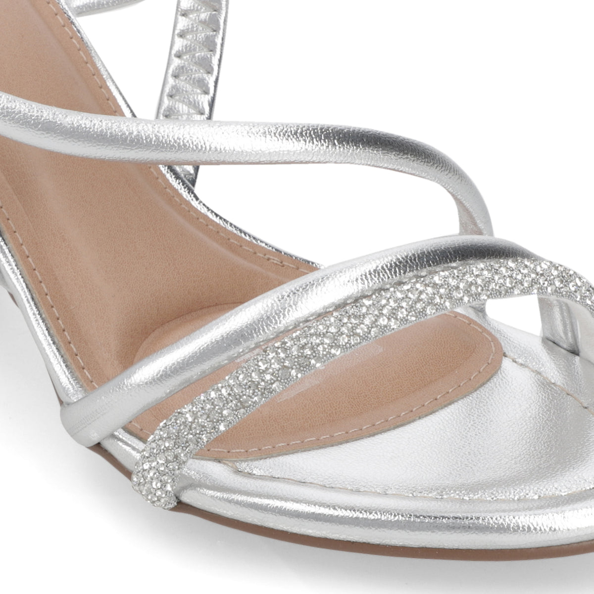 Sandalia Taco Ancho Medio Plateado Beira Rio 34 / Plateado