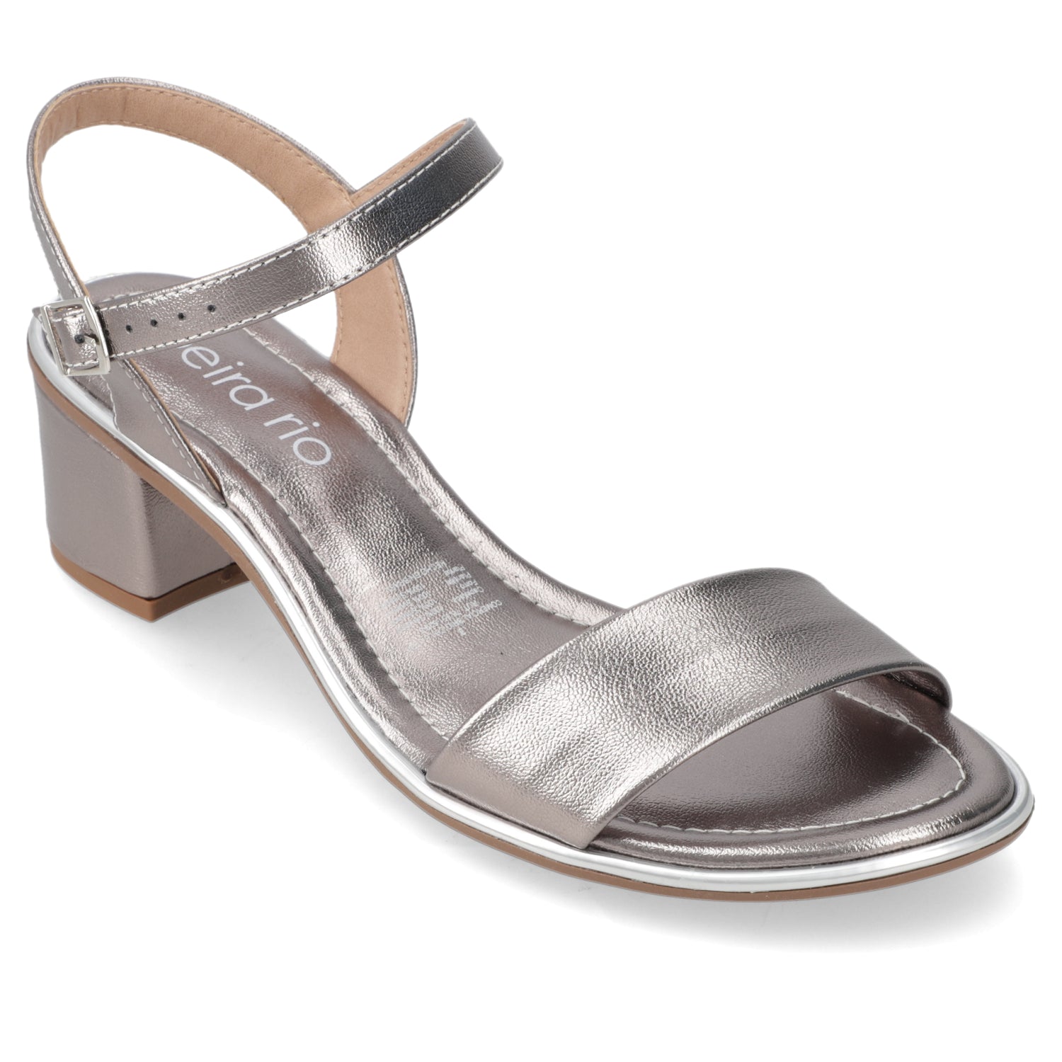 Sandalia Taco Ancho Medio Grafito Beira Rio Ecocuero Metalizado 35 / Grafito