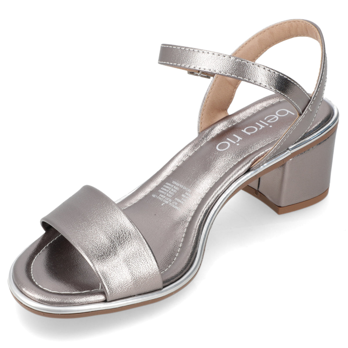 Sandalia Taco Ancho Medio Grafito Beira Rio Ecocuero Metalizado 35 / Grafito