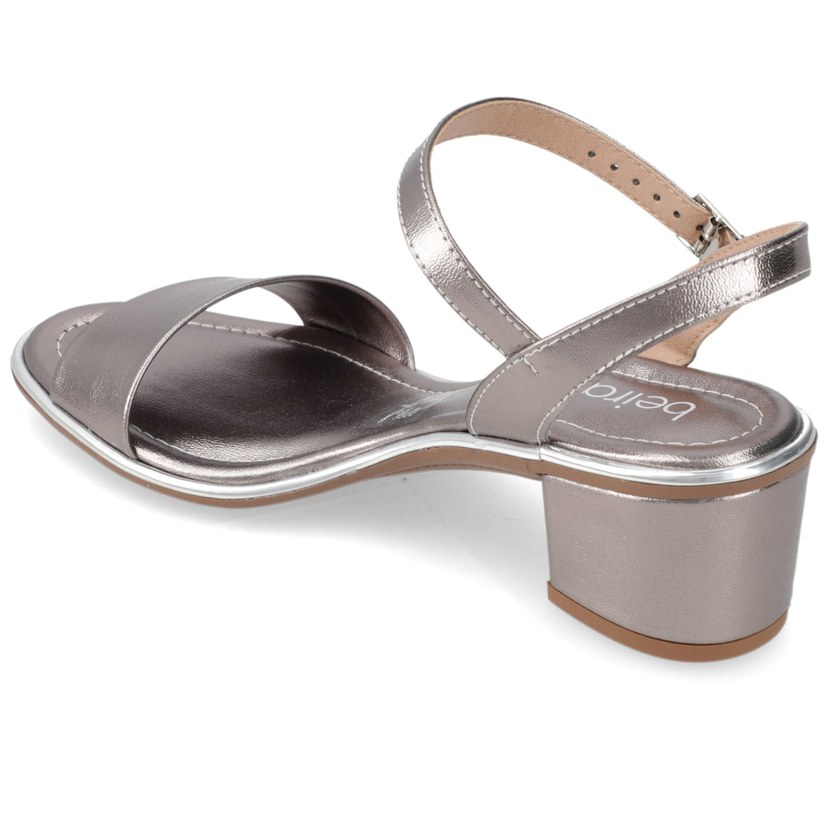 Sandalia Taco Ancho Medio Grafito Beira Rio Ecocuero Metalizado 35 / Grafito