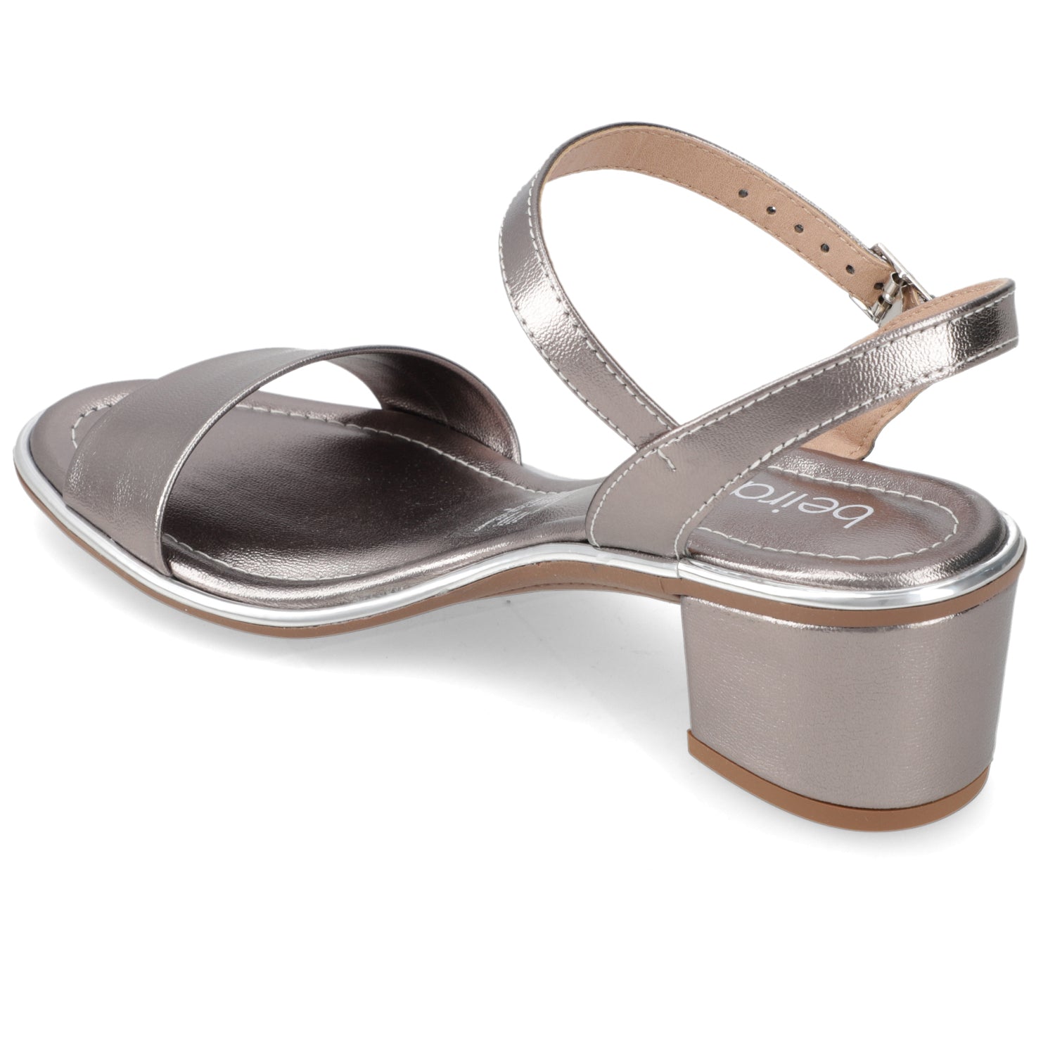 Sandalia Taco Ancho Medio Grafito Beira Rio Ecocuero Metalizado 35 / Grafito