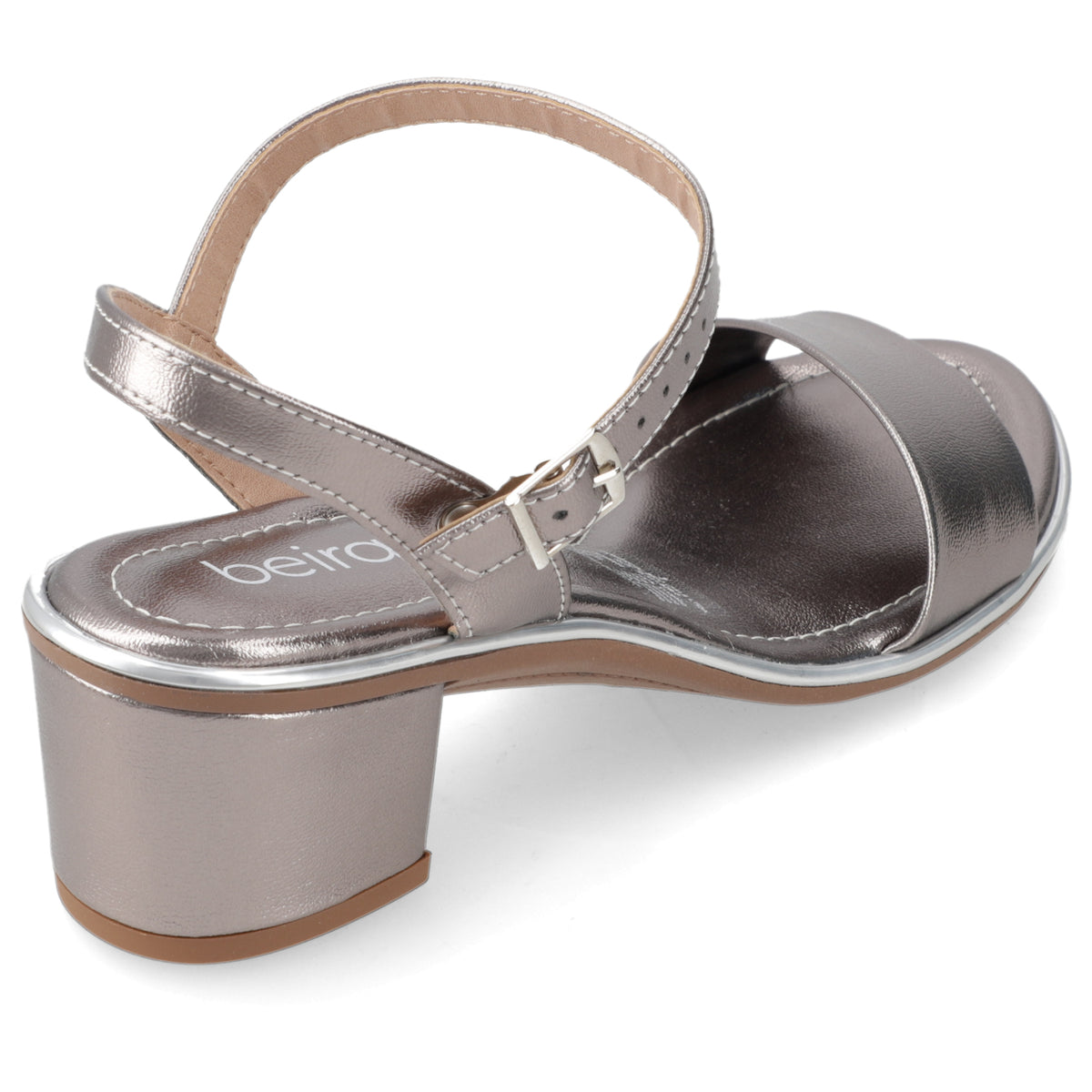 Sandalia Taco Ancho Medio Grafito Beira Rio Ecocuero Metalizado 35 / Grafito