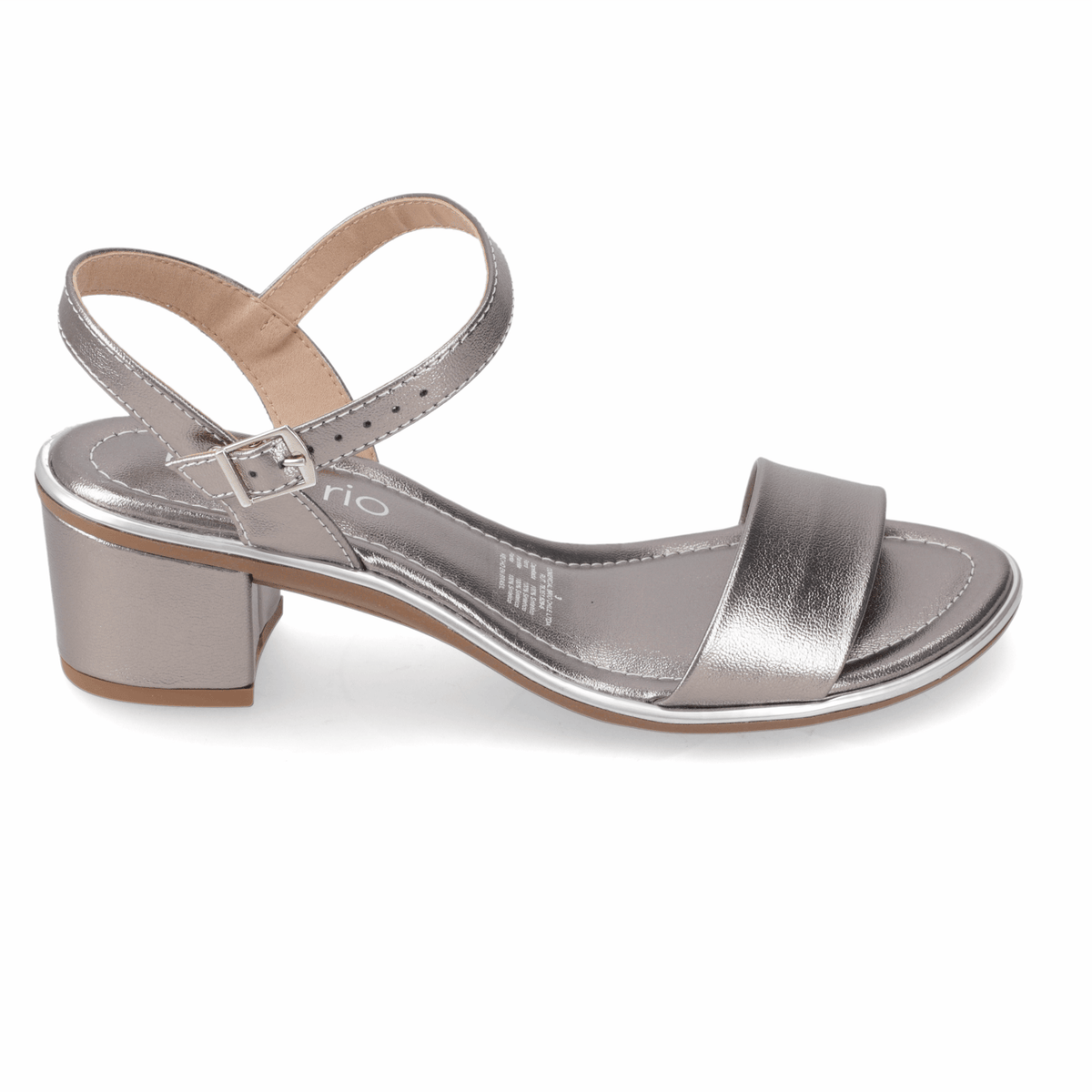 Sandalia Taco Ancho Medio Grafito Beira Rio Ecocuero Metalizado 35 / Grafito