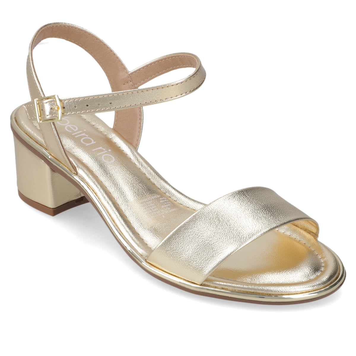 Sandalia Taco Ancho Dorado Beira Rio 35 / Dorado