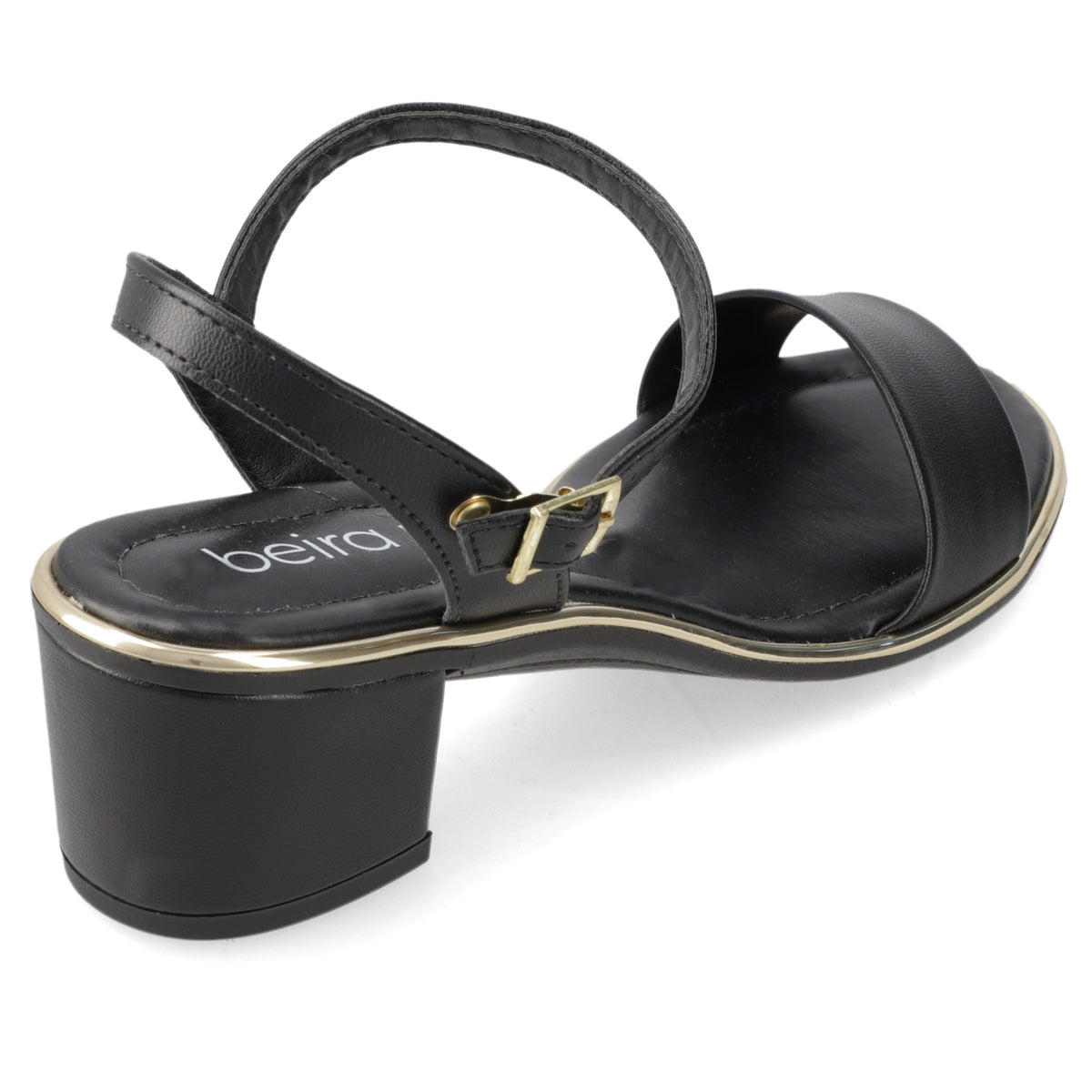 Sandalia Taco Ancho Eco Cuero Negro 35
