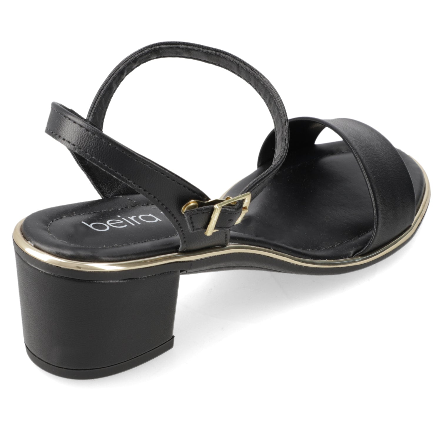 Sandalia Taco Ancho Eco Cuero Negro 35