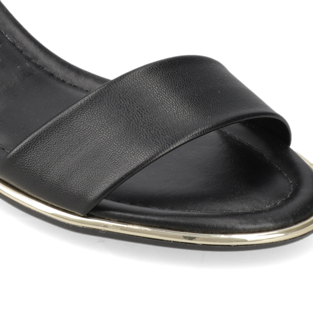 Sandalia Taco Ancho Eco Cuero Negro 35