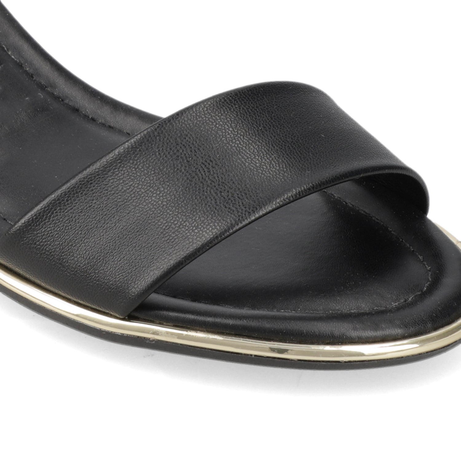 Sandalia Taco Ancho Eco Cuero Negro 35