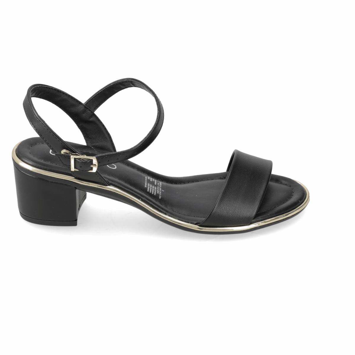 Sandalia Taco Ancho Eco Cuero Negro 35