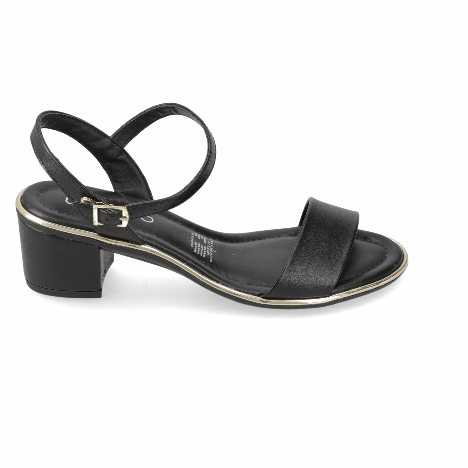 Sandalia Taco Ancho Eco Cuero Negro 35