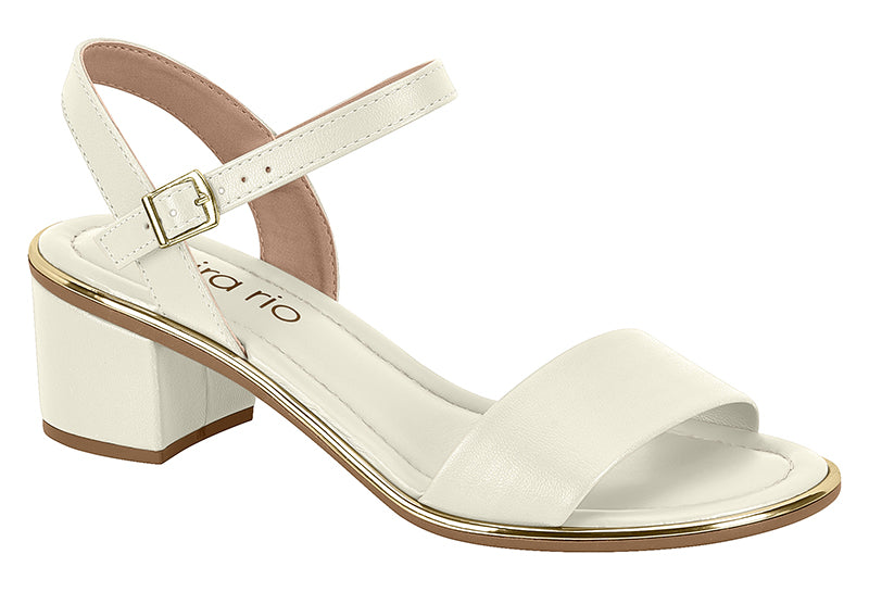 Sandalia Mujer Taco Medio Pulsera al Tobillo Blanca Off Beira Rio