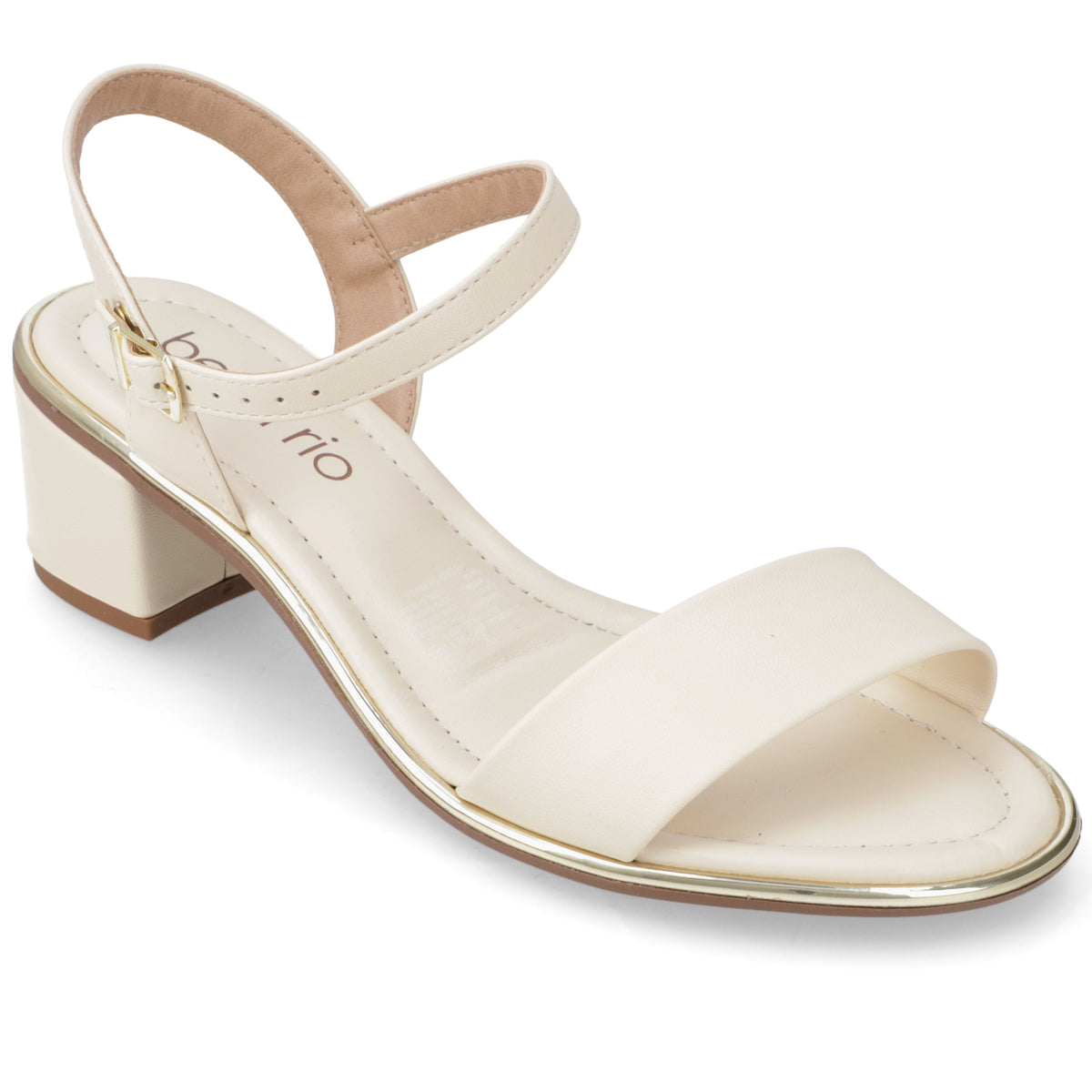 Sandalia Taco Ancho Eco Cuero Crema 35