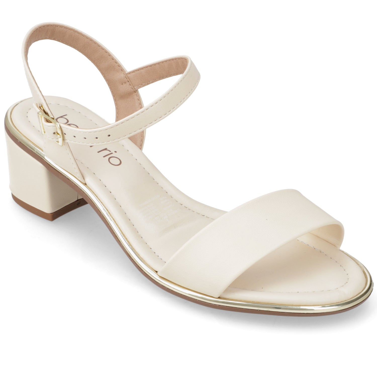 Sandalia Taco Ancho Eco Cuero Crema 35