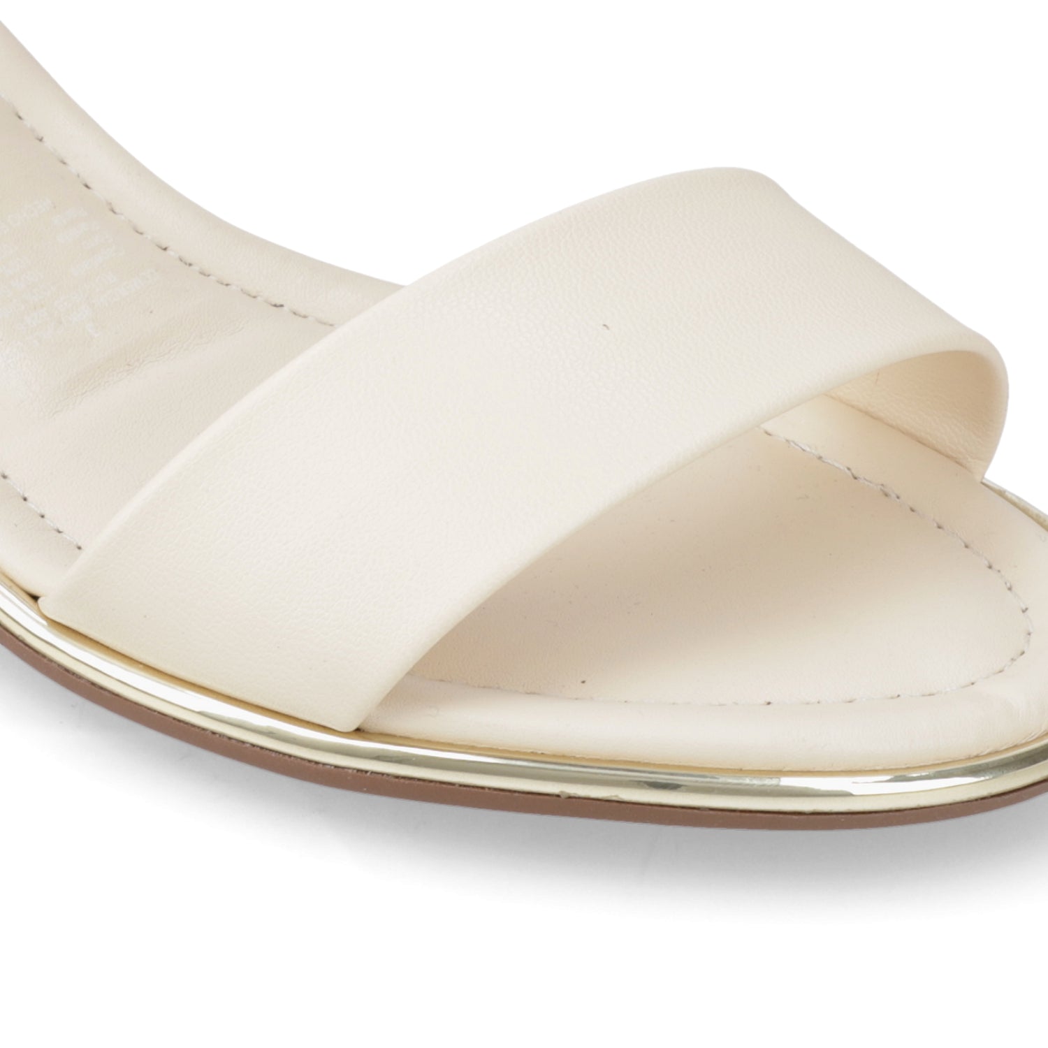 Sandalia Taco Ancho Eco Cuero Crema 35