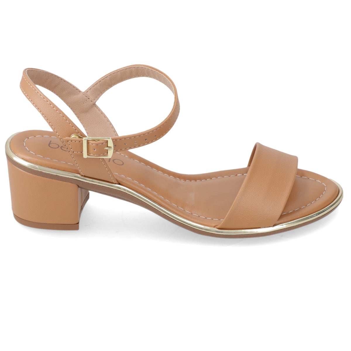Sandalia Taco Ancho Medio Camel Beira Rio Ecocuero 35 / Camel