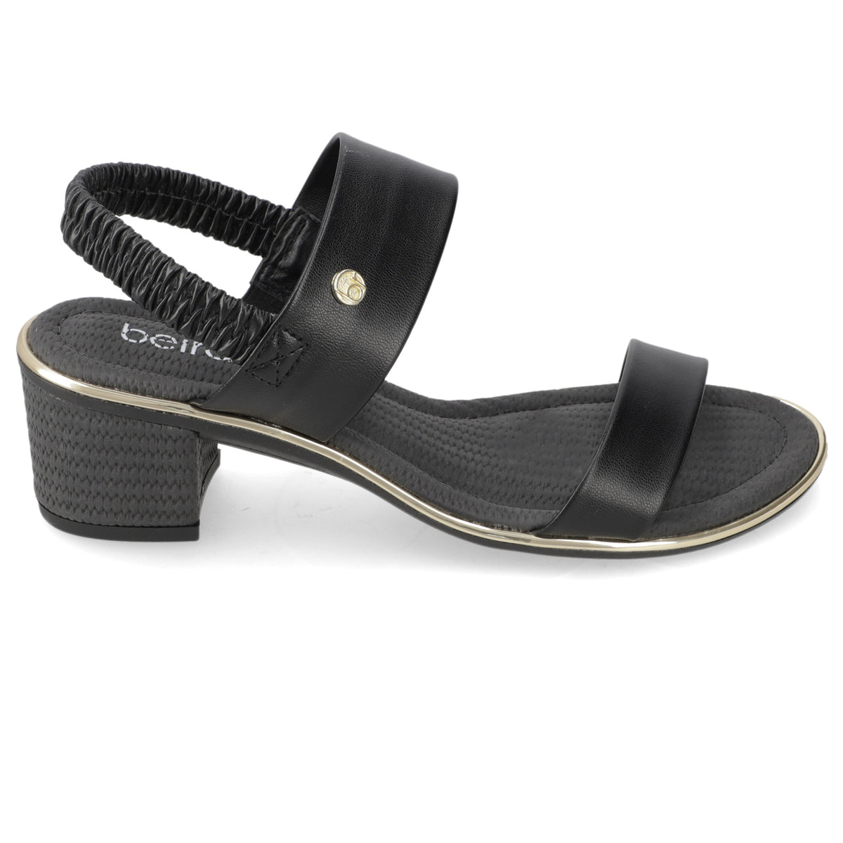 Sandalia Taco Ancho Medio Negro Beira Rio Ecocuero 35 / Negro