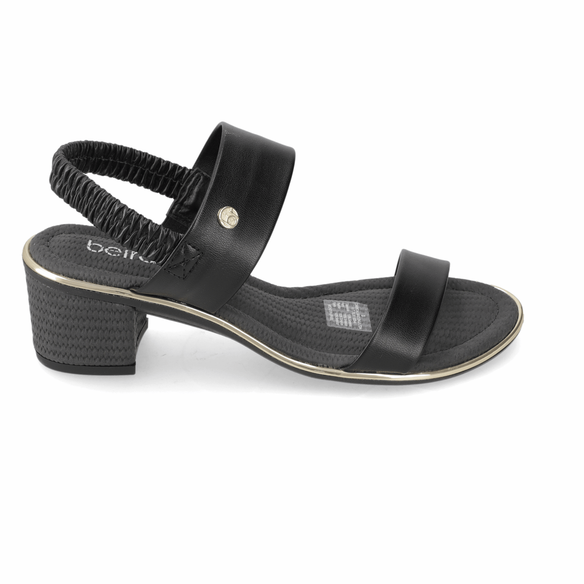 Sandalia Taco Ancho Medio Negro Beira Rio Ecocuero 35 / Negro