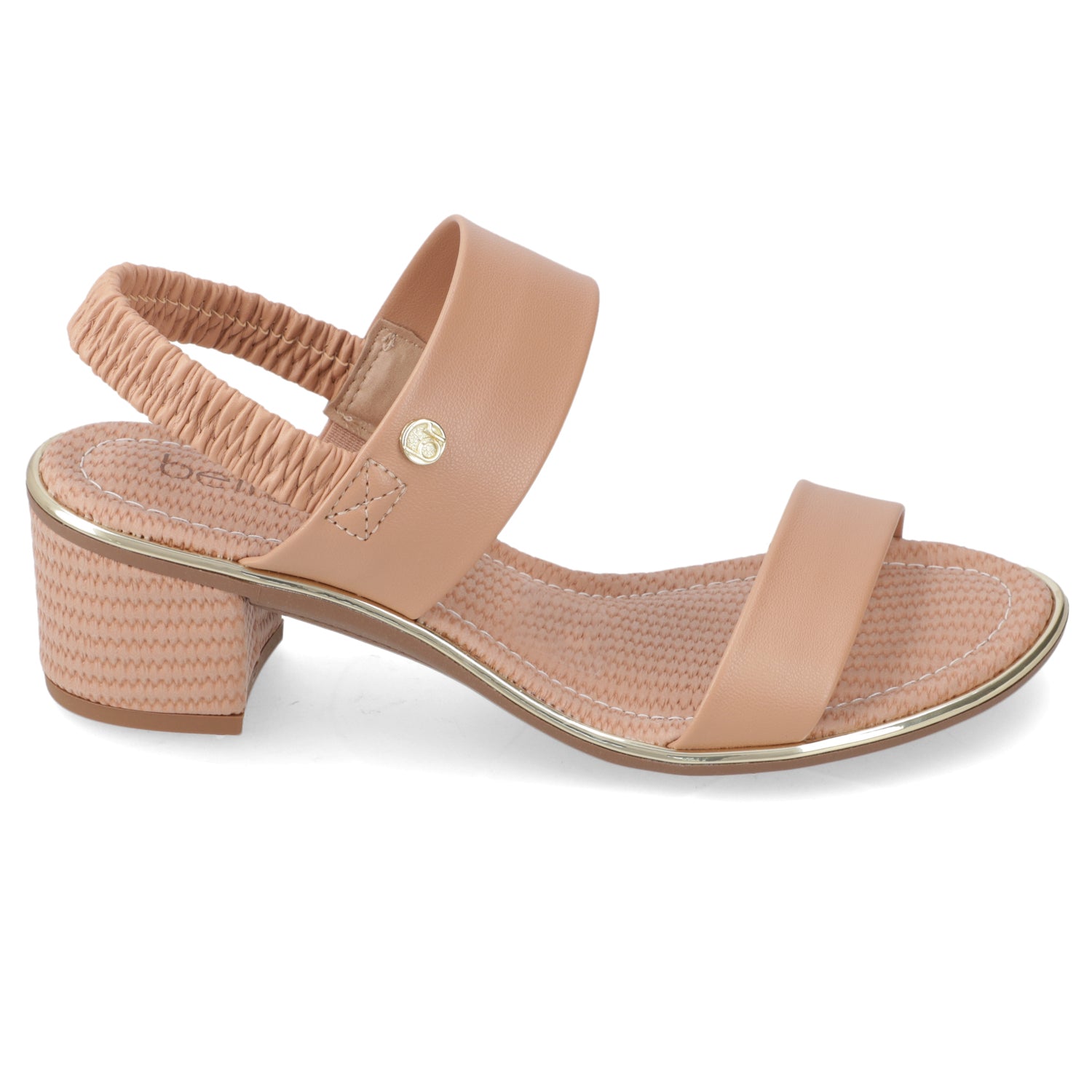 Sandalia Taco Ancho Medio Nude Beira Rio Ecocuero 35 / Nude