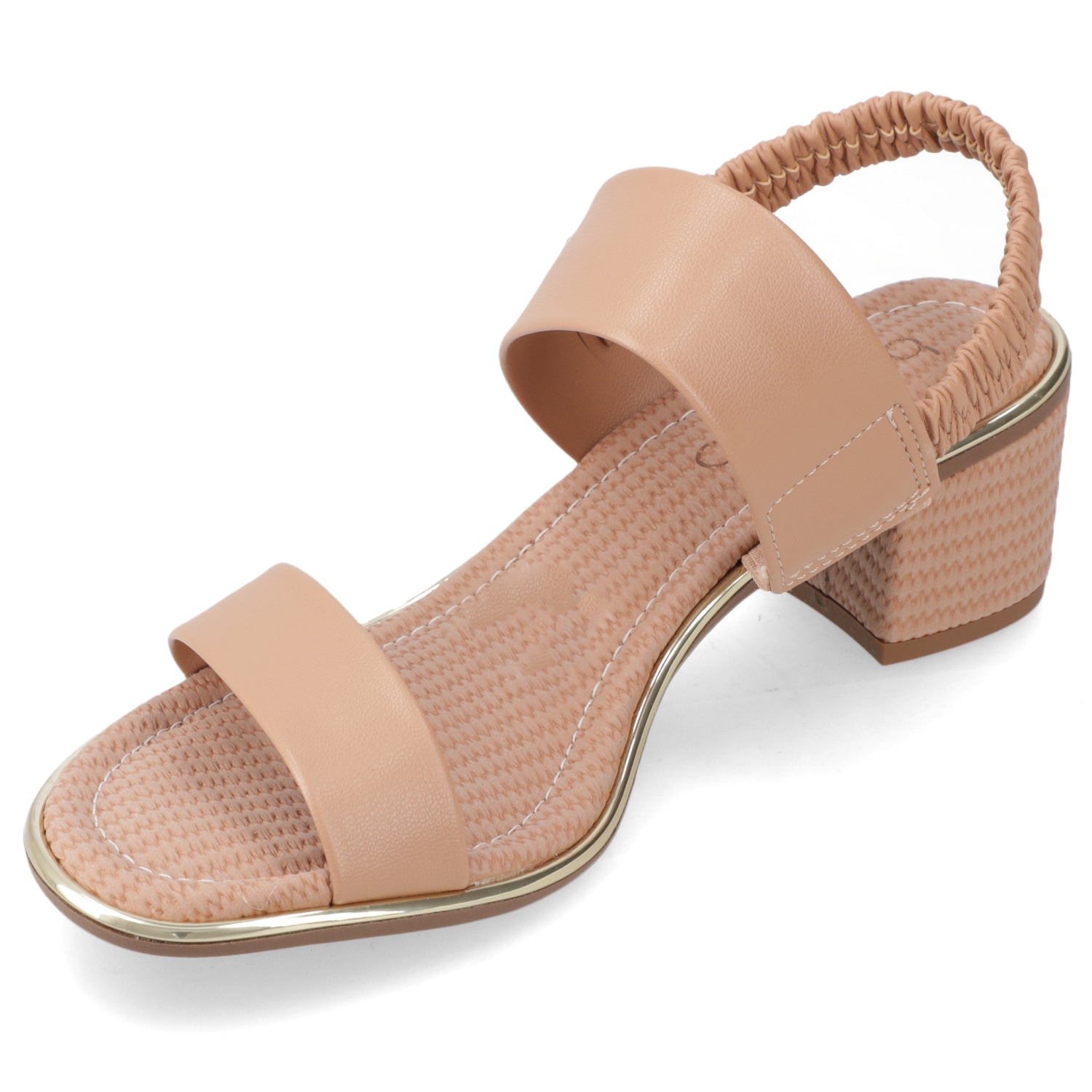 Sandalia Taco Ancho Medio Nude Beira Rio Ecocuero 35 / Nude