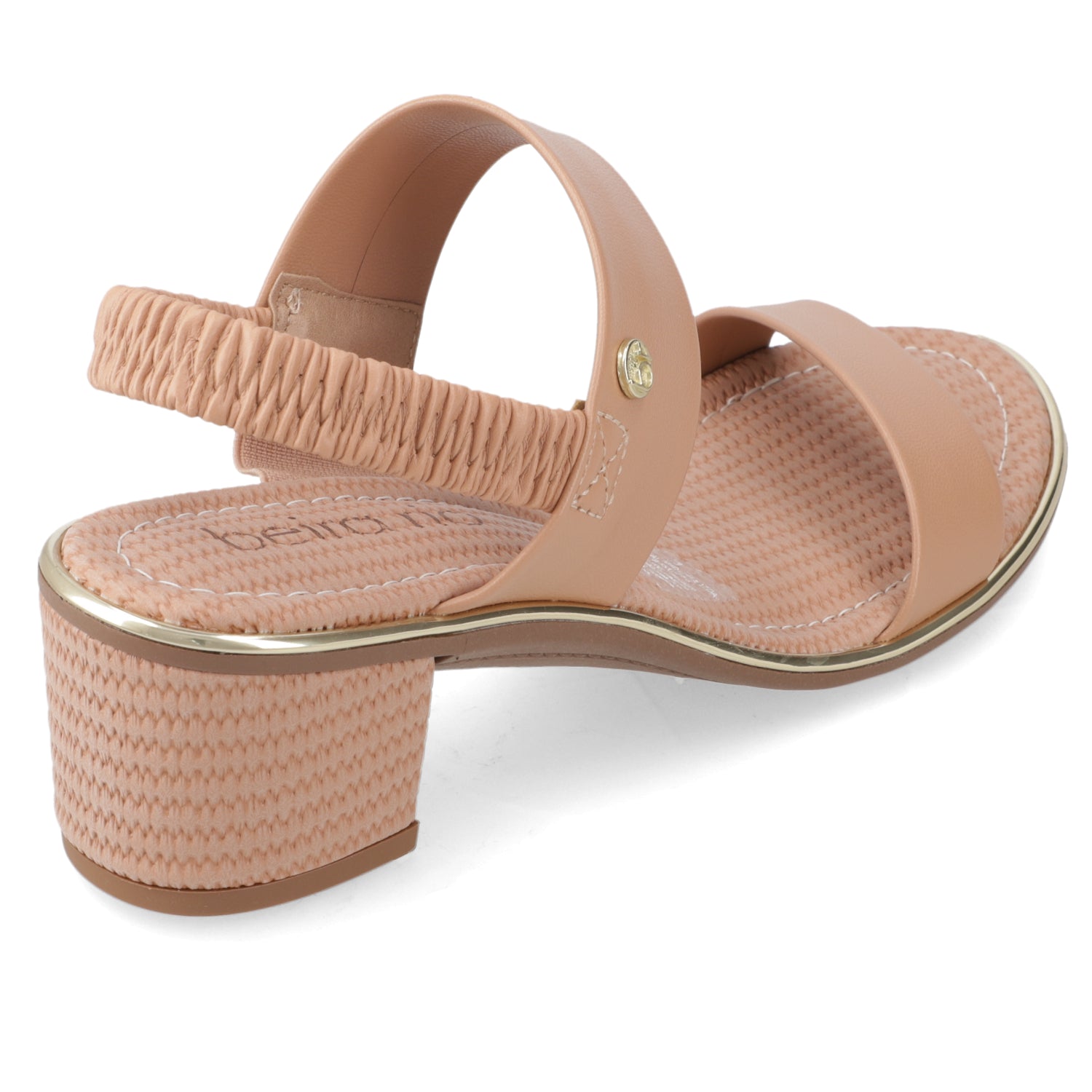 Sandalia Taco Ancho Medio Nude Beira Rio Ecocuero 35 / Nude