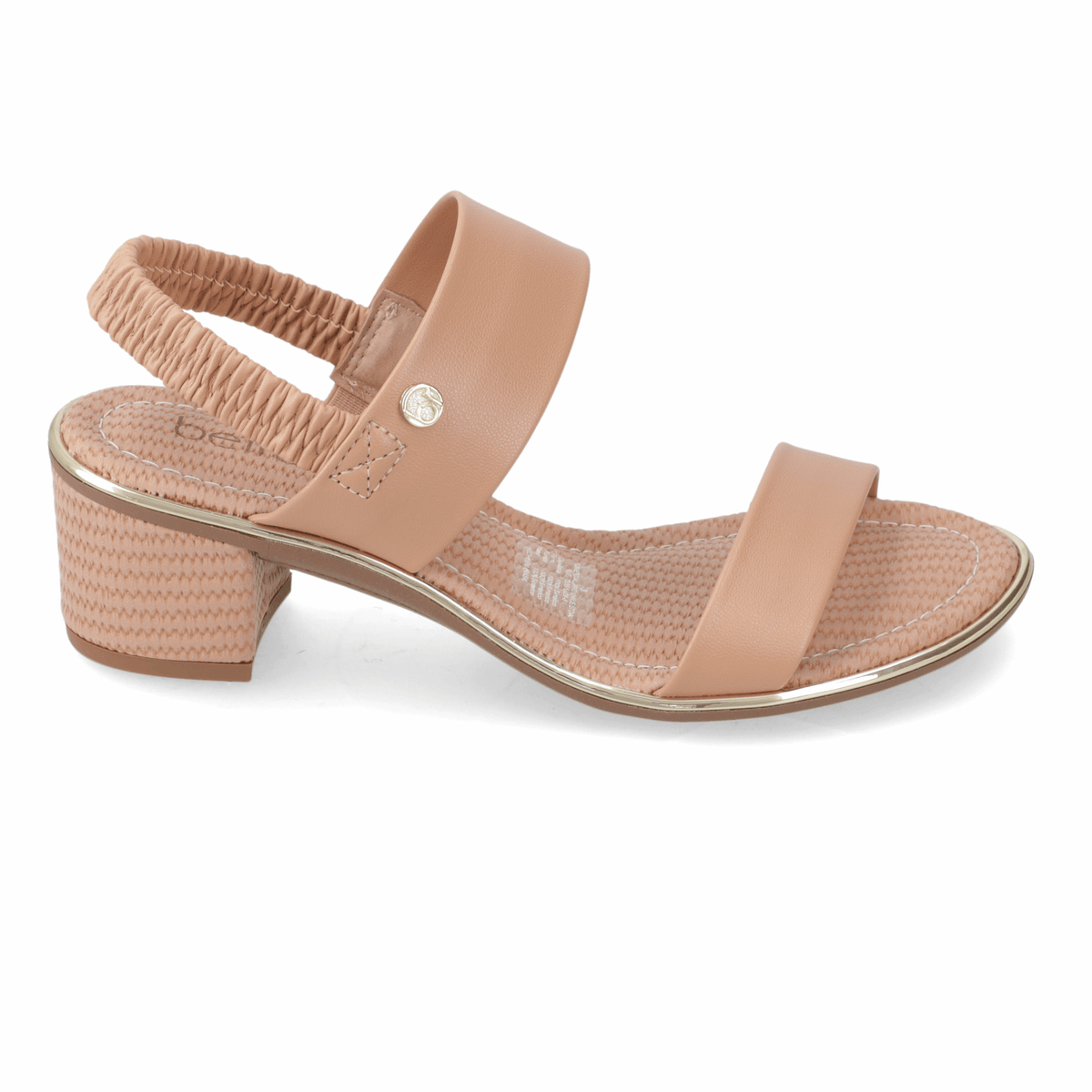 Sandalia Taco Ancho Medio Nude Beira Rio Ecocuero 35 / Nude